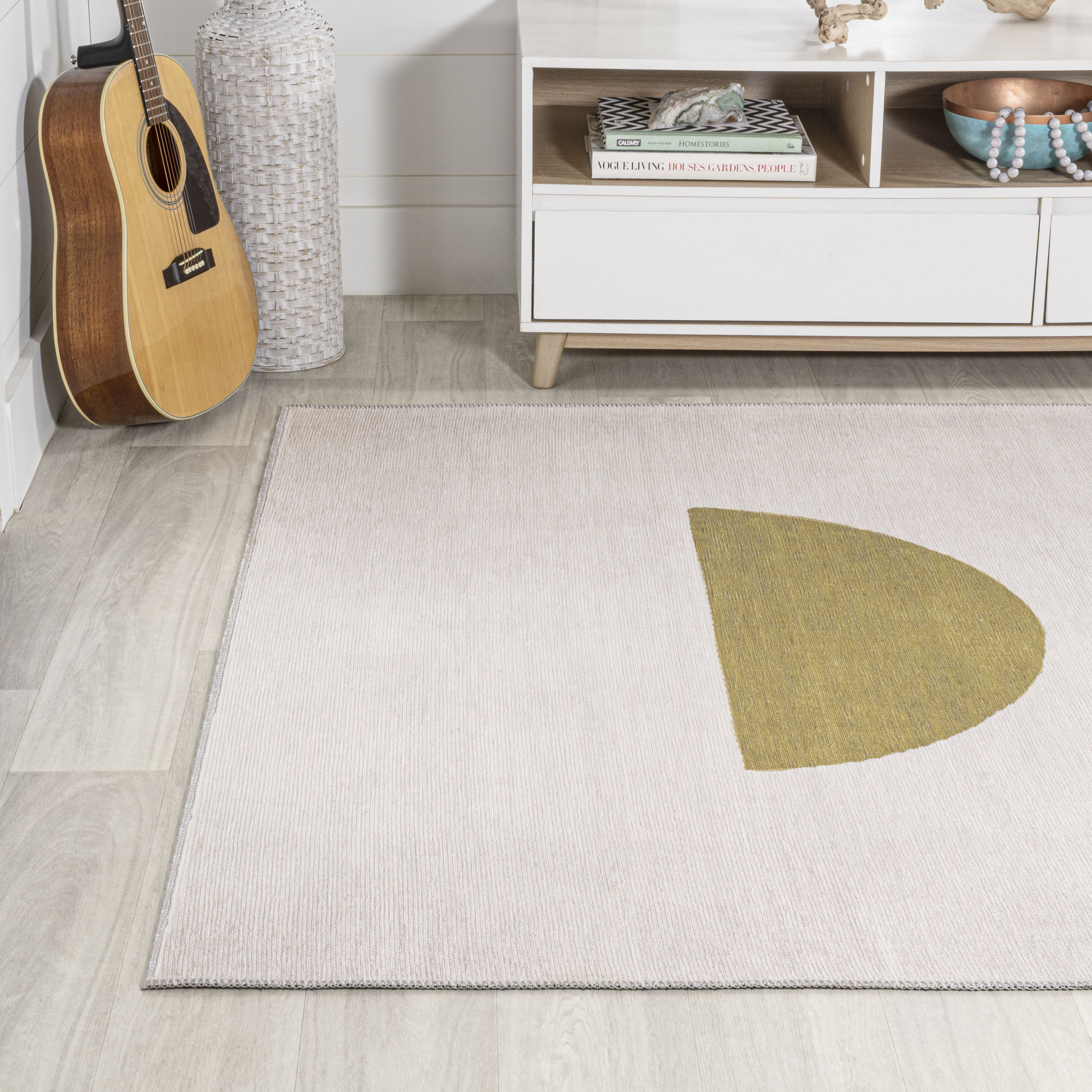 Luola 5' x 8' Ivory Geometric Synthetic Area Rug