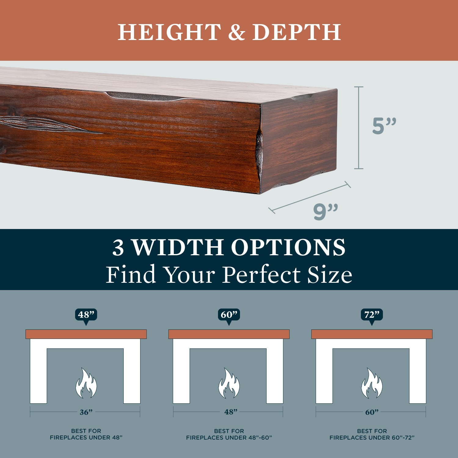 Mantels Direct NATURAL-72-CRD Mantel-Shelves - View #4
