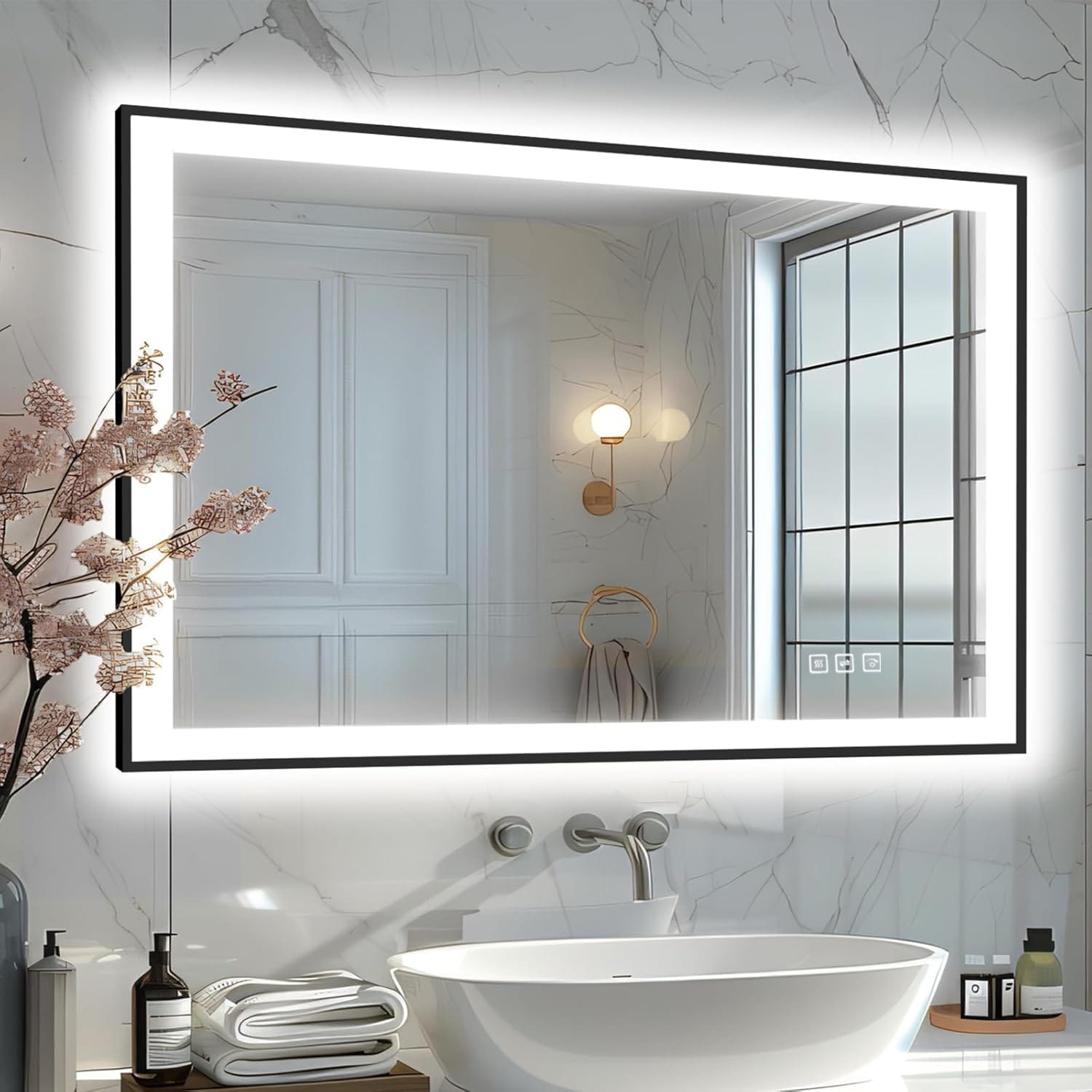 waterpar 31.5 in. W x 31.5 in. H Round Aluminum Medicine Cabinet with Mirror in Matte Black