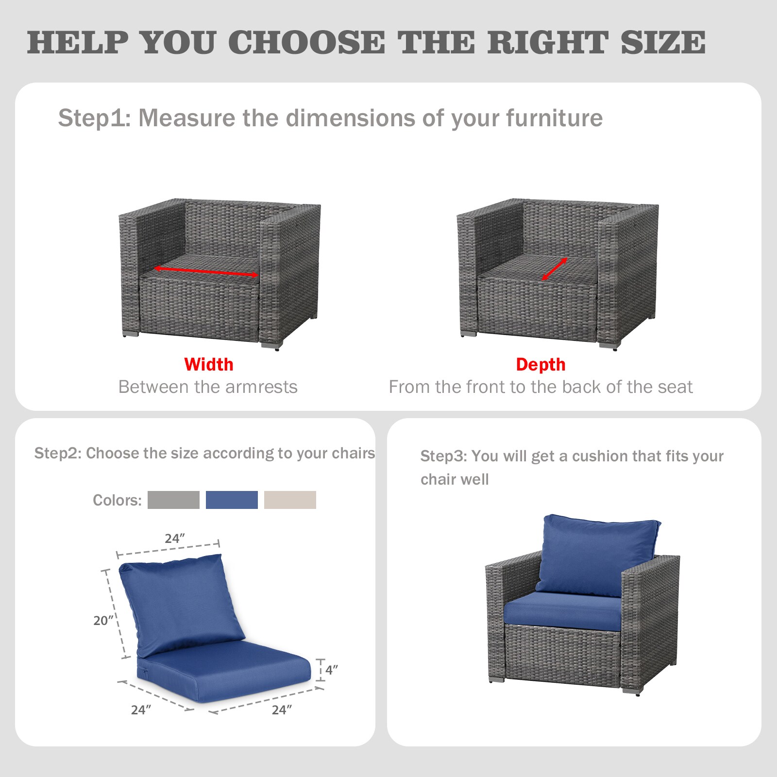 Aoodor A292-PDEDE Patio-Furniture-Cushions - View #3