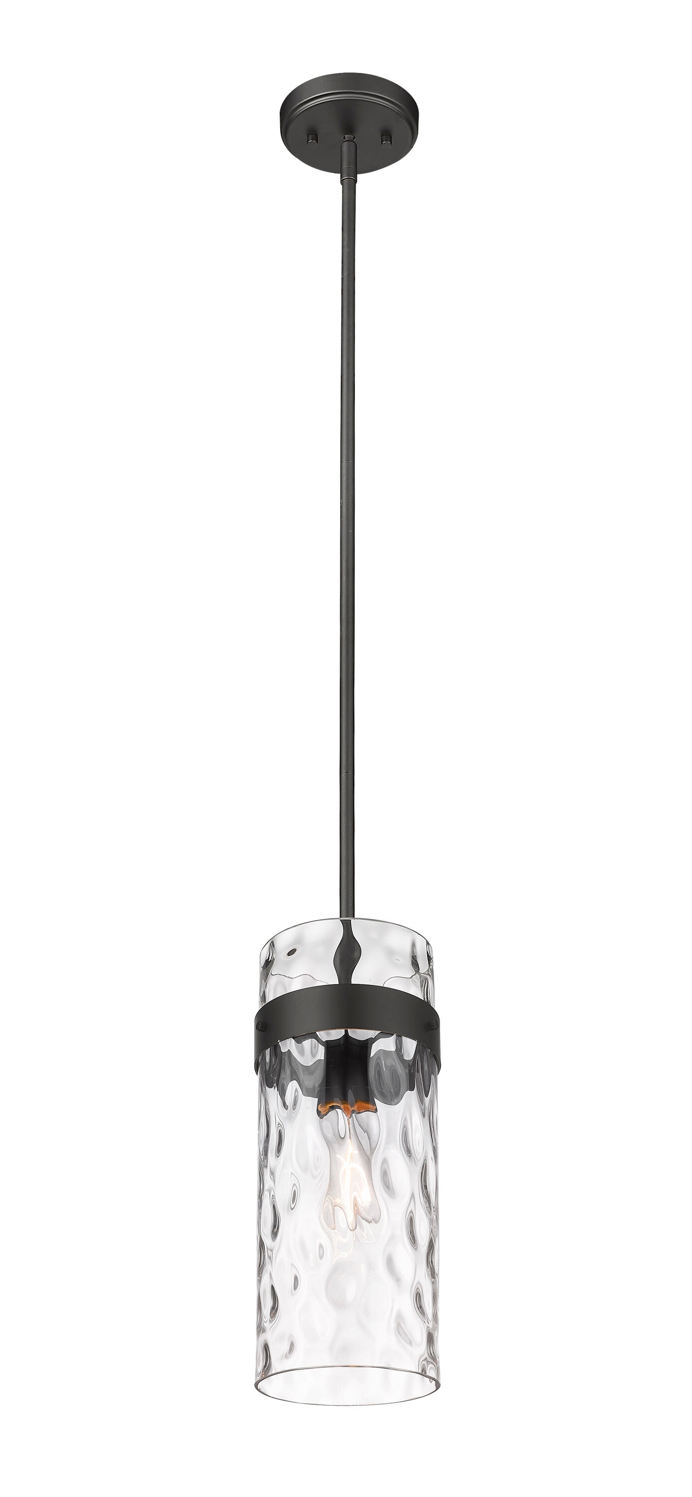 Fontaine Matte Black and Glass Indoor/Outdoor Pendant Light