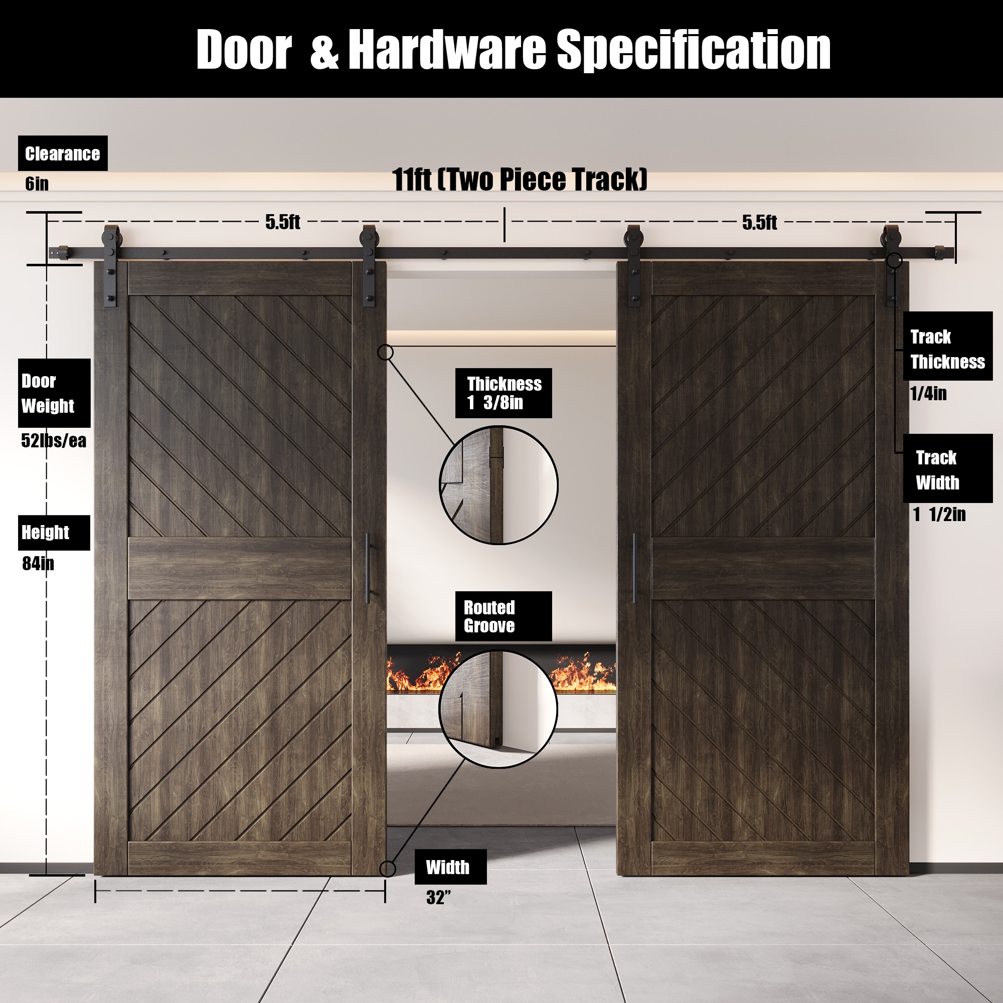 HOMACER YT2H132C-XT4-3284-EB Barn-Doors - View #2