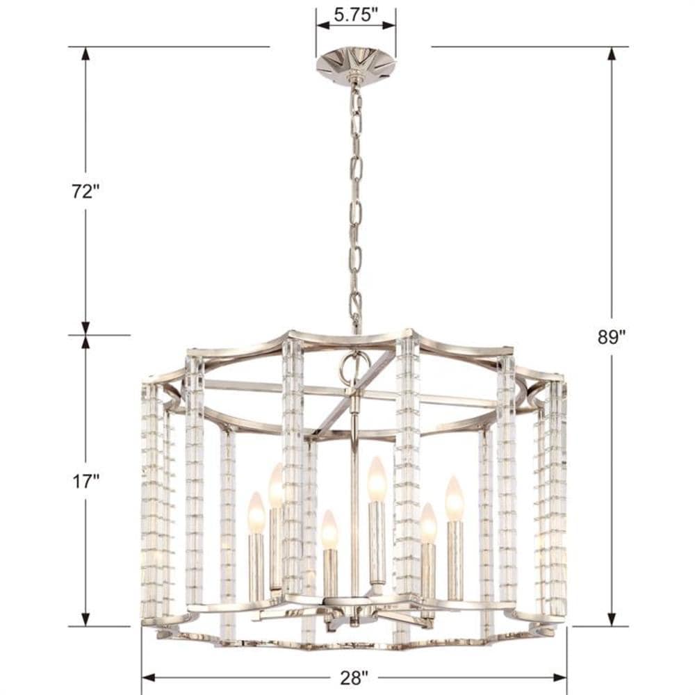 Elegant Carson Polished Nickel 6-Light Crystal Chandelier