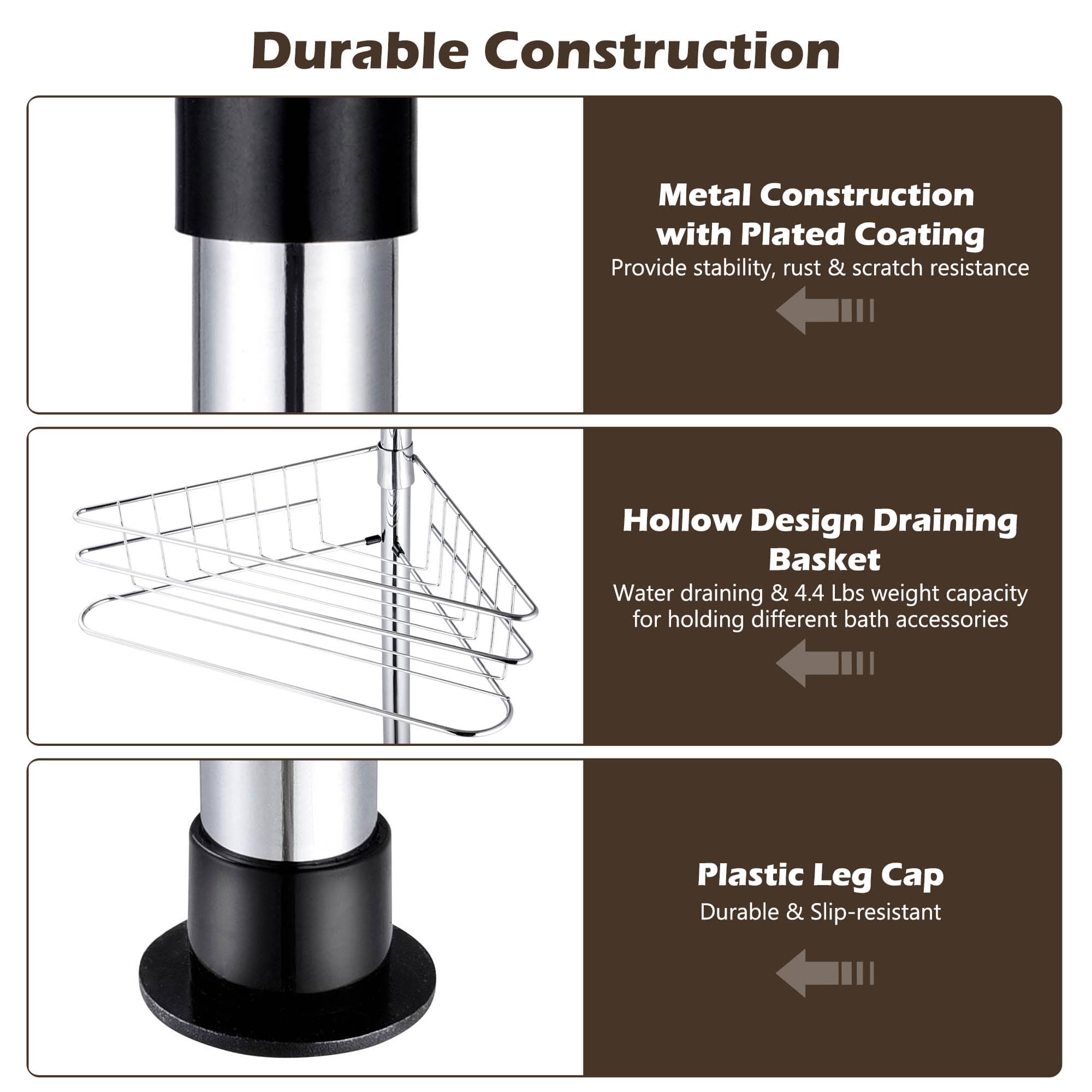 Yescom 06CSC002-4TSS-CHR-LO Hanging-Shower-Caddies - View #8