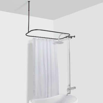 Utopia Alley Hoop Shower, Clawfoot Tub Shower Curtain Rod Black