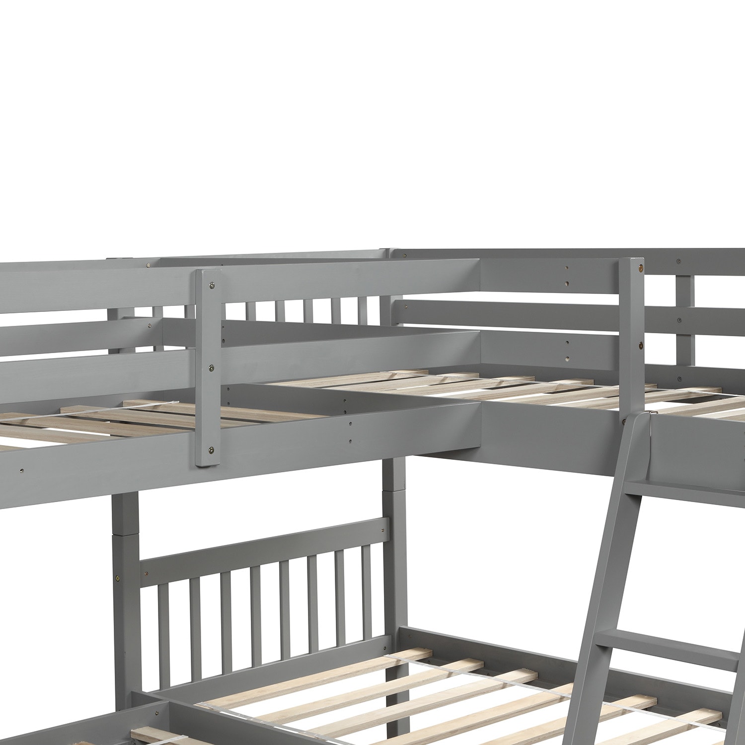 CASAINC shaped bunk bed Gray Twin Over Twin Bunk Bed at Lowes.com