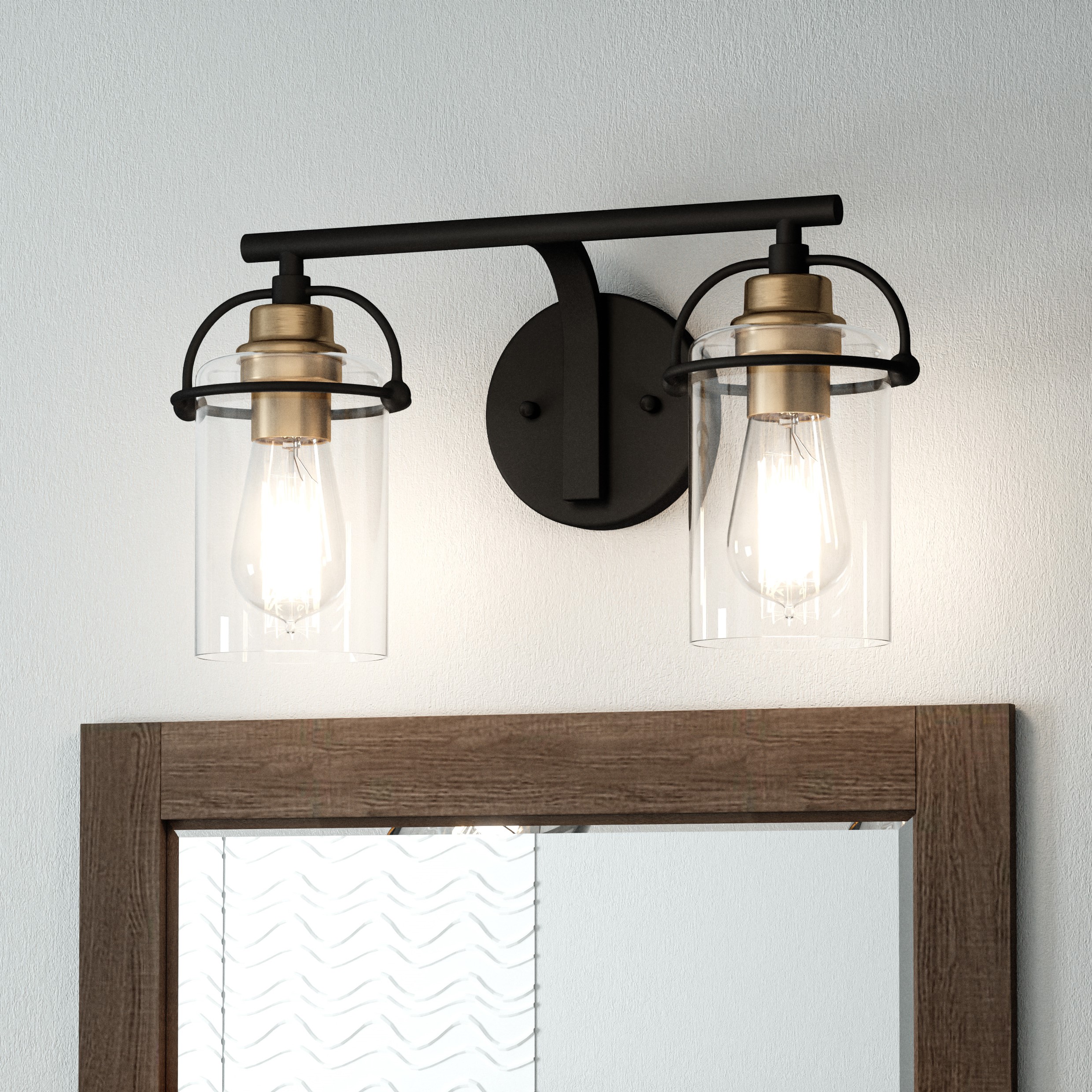 Quoizel EMR8602MBK Emerson 16-in 2 -Light Matte Black Industrial Vanity light