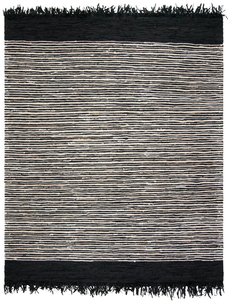 Safavieh VTL373G-8 Vintage Leather Platte 8 x 10 (ft) Leather Black/Multi Rectangular Indoor Stripe Coastal Area rug