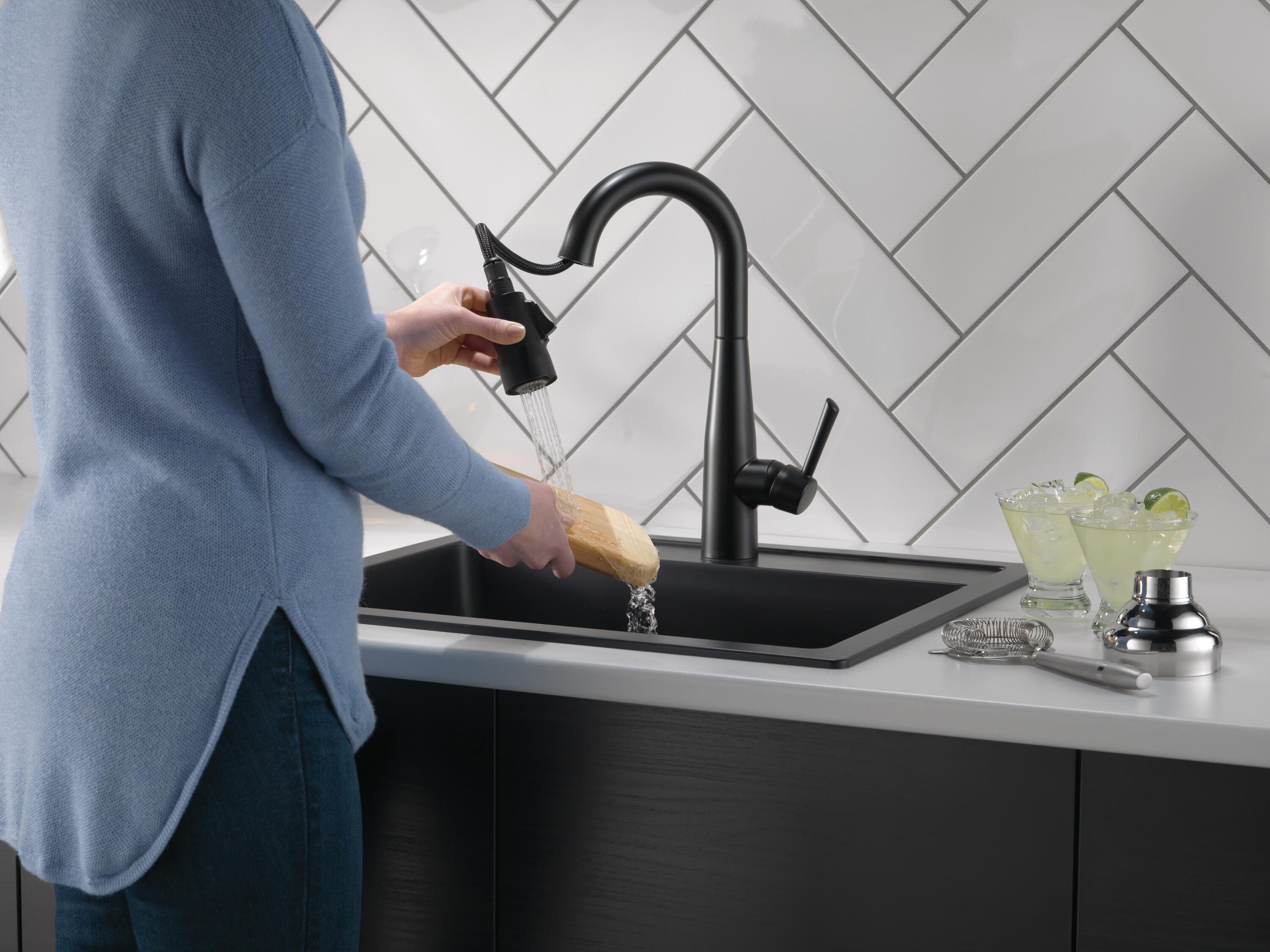 Delta Essa Matte Black Single Handle Bar and Prep Kitchen Faucet with ...