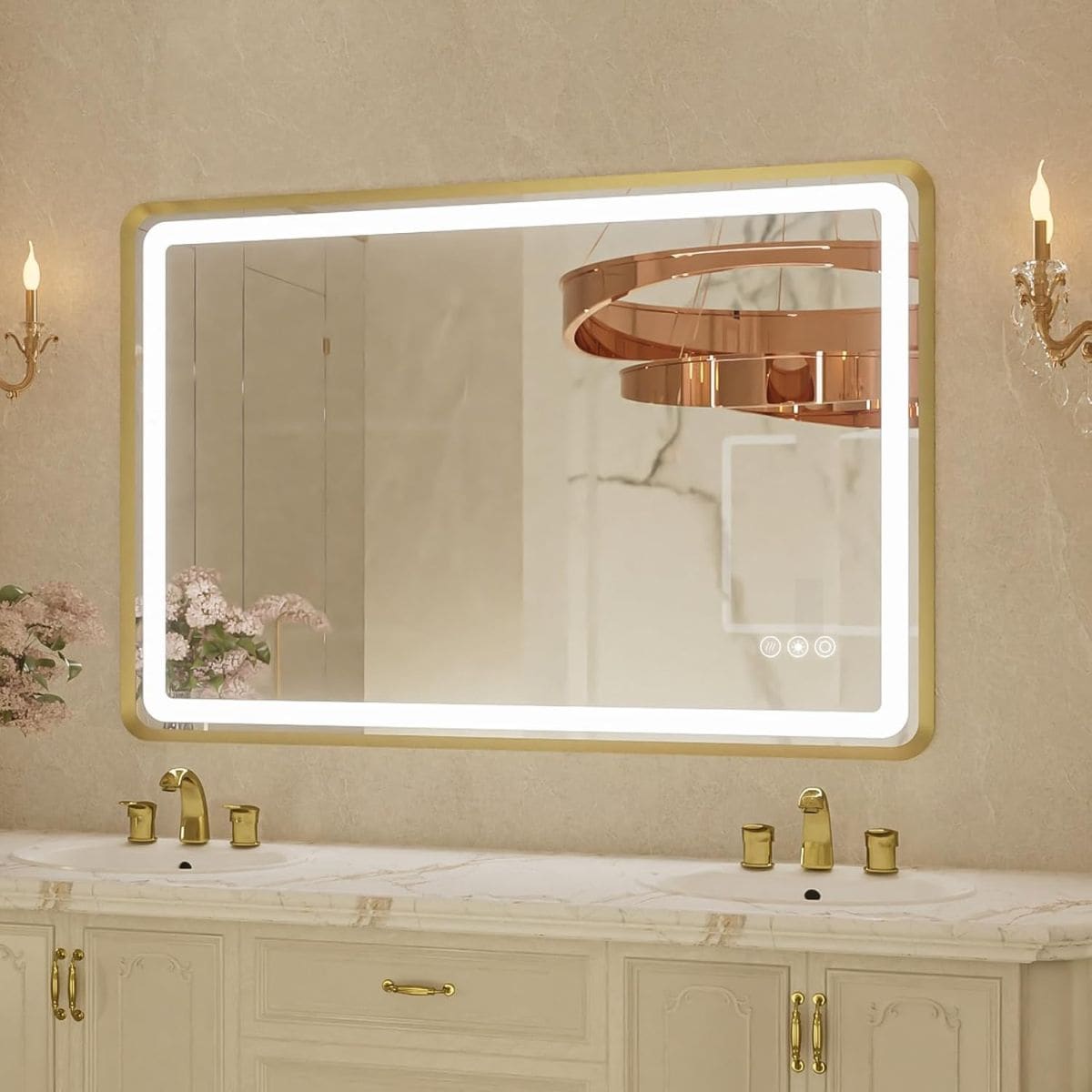 Blisstyle ZZZ1786UHTEUY PREMIUM 16-in x 20-in Polished Frameless Rectangle Dimmable LED Lighted Fog Free Bathroom Vanity Mirror ( Clear )