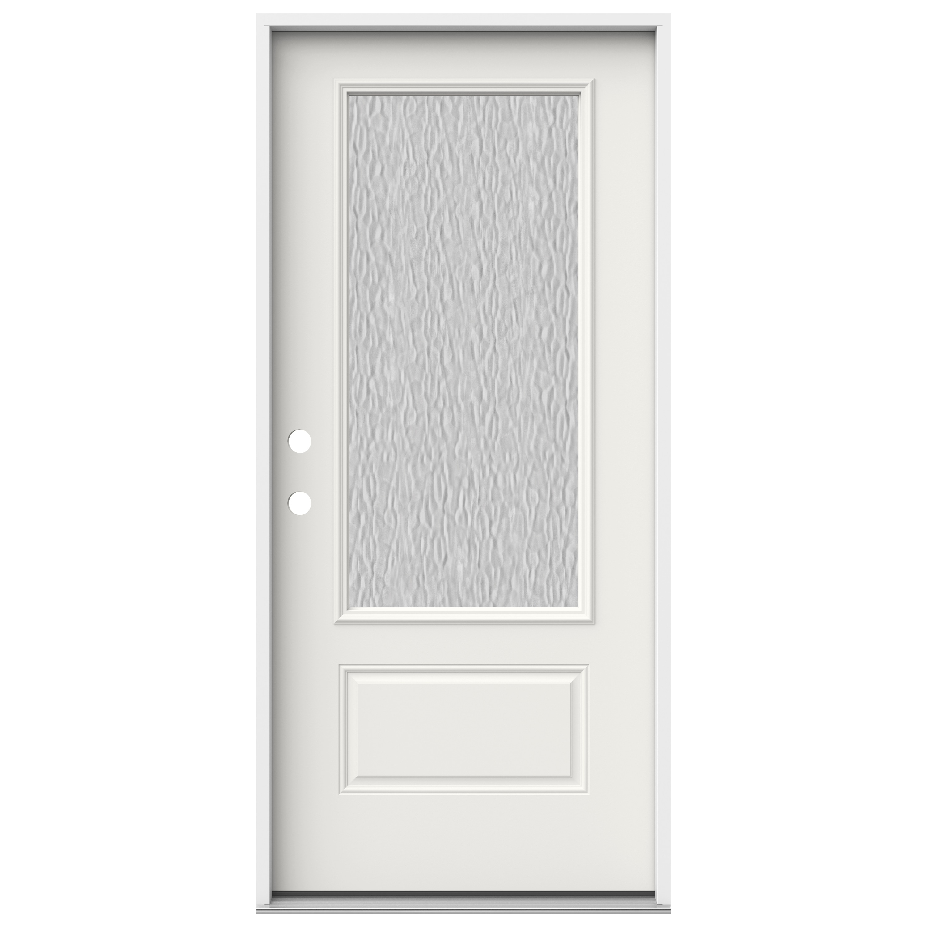 JELD-WEN LOWOLJW230500262 Flemish 36-in x 80-in x 4-9/16-in Steel 3/4 lite Right-hand inswing White Painted Prehung Front Door Insulating core