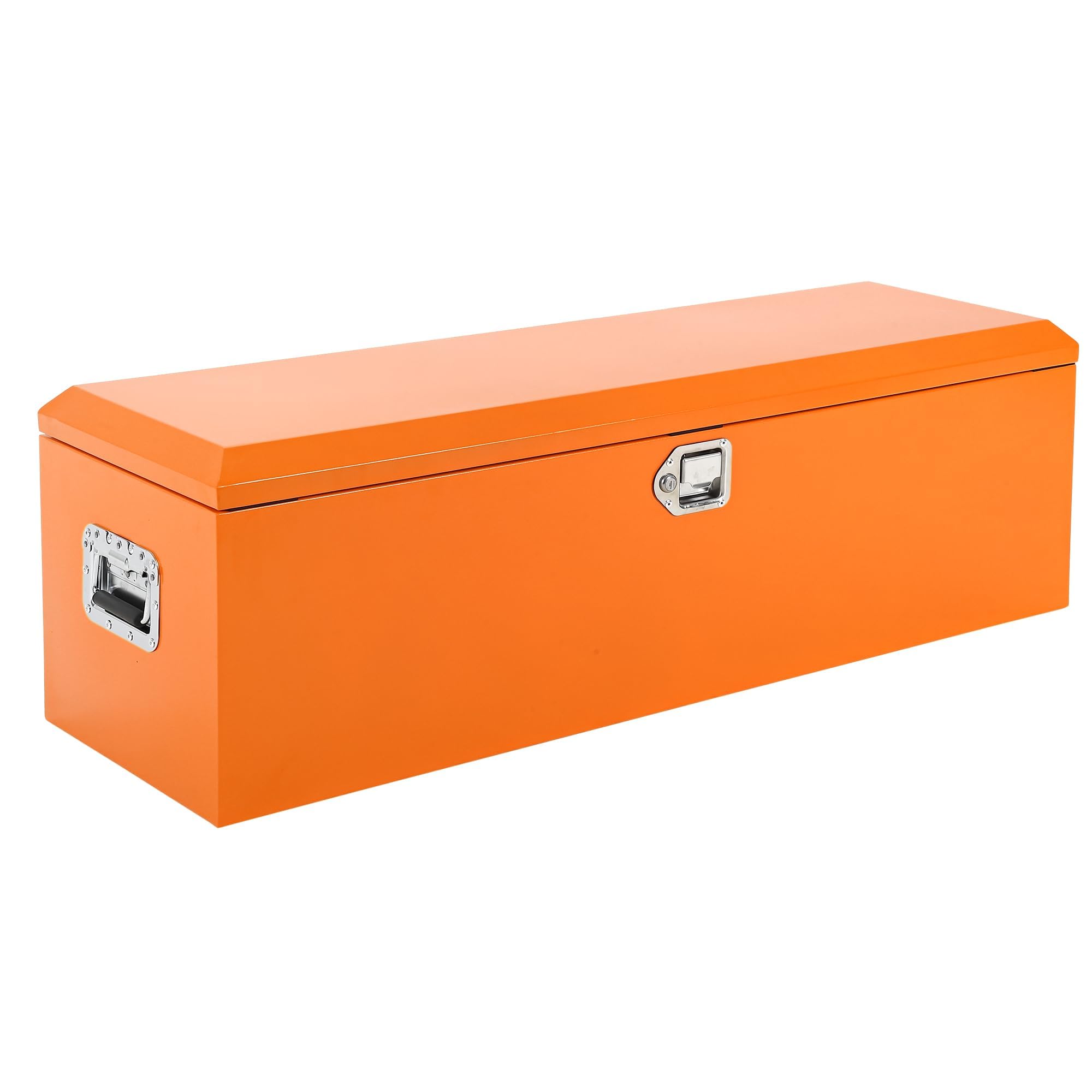 GarveeLife Heavy Duty Steel Truck Bed Tool Box Powder Coated Diamond Plate Storage Chest with Side Handle and Lock Durable Metal Toolbox Organizer for Pickup RV Trailer
