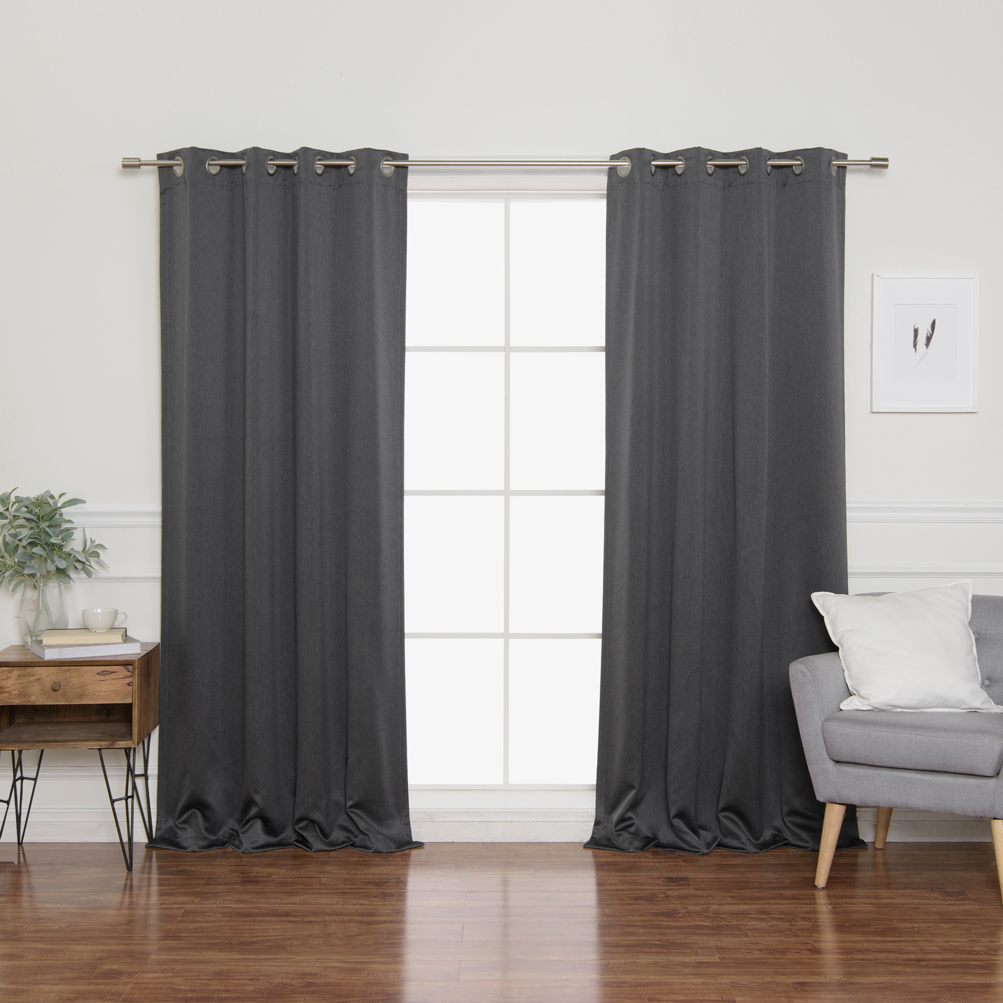 Best Home Fashion JC-03-GS-HEATH-84-DG 84-Inches Dark Grey Blackout Grommet Curtain panel pair