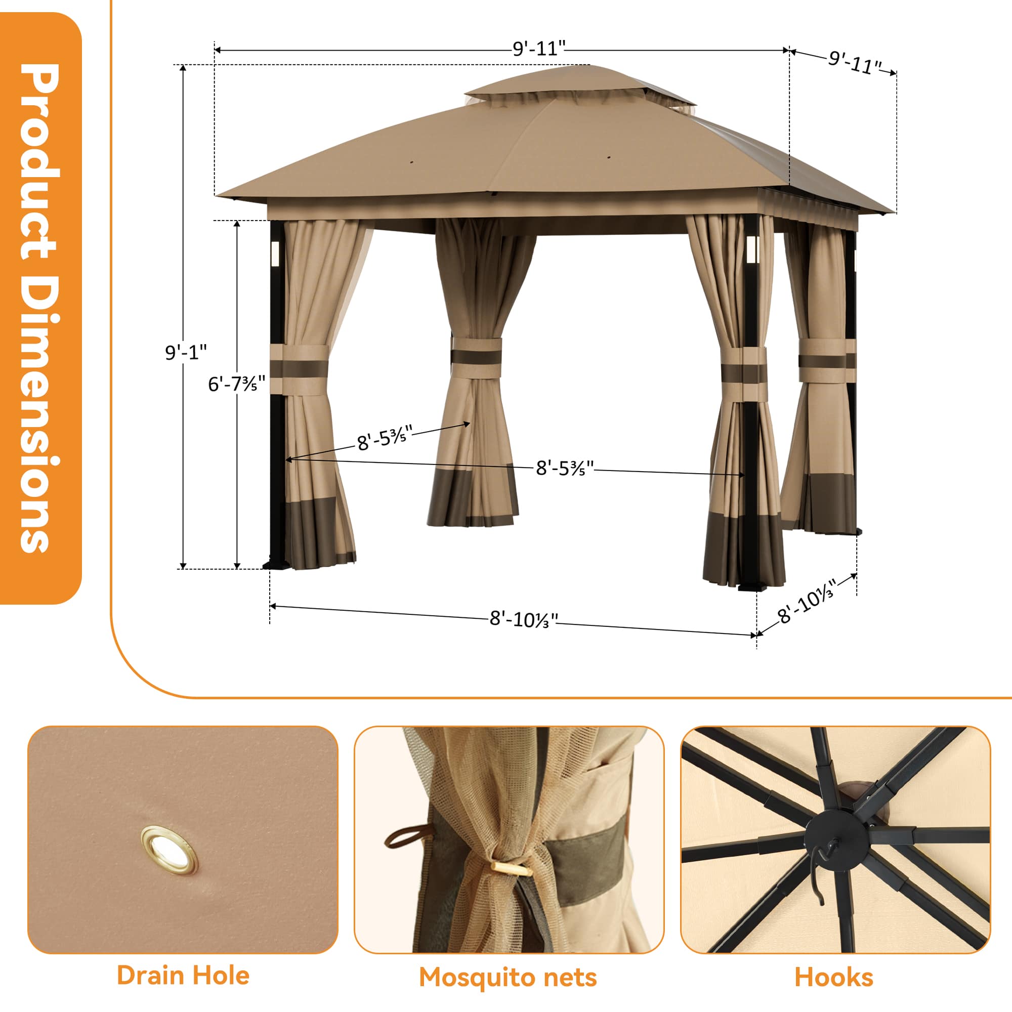 Modern Shade IG10600084N-1010K Wood-Resin-Gazebos - View #3