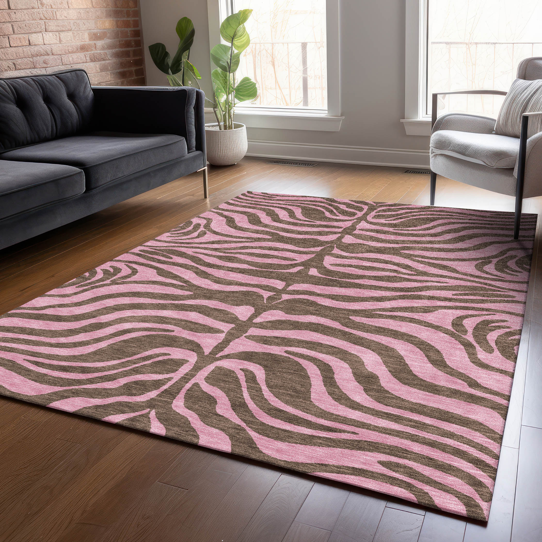 Addison Rugs ACN1043BR30X46 Chantille ACN1043BR 2 x 3 (ft) Polyester Brown Rectangular Indoor/Outdoor Geometric Machine washable Area rug