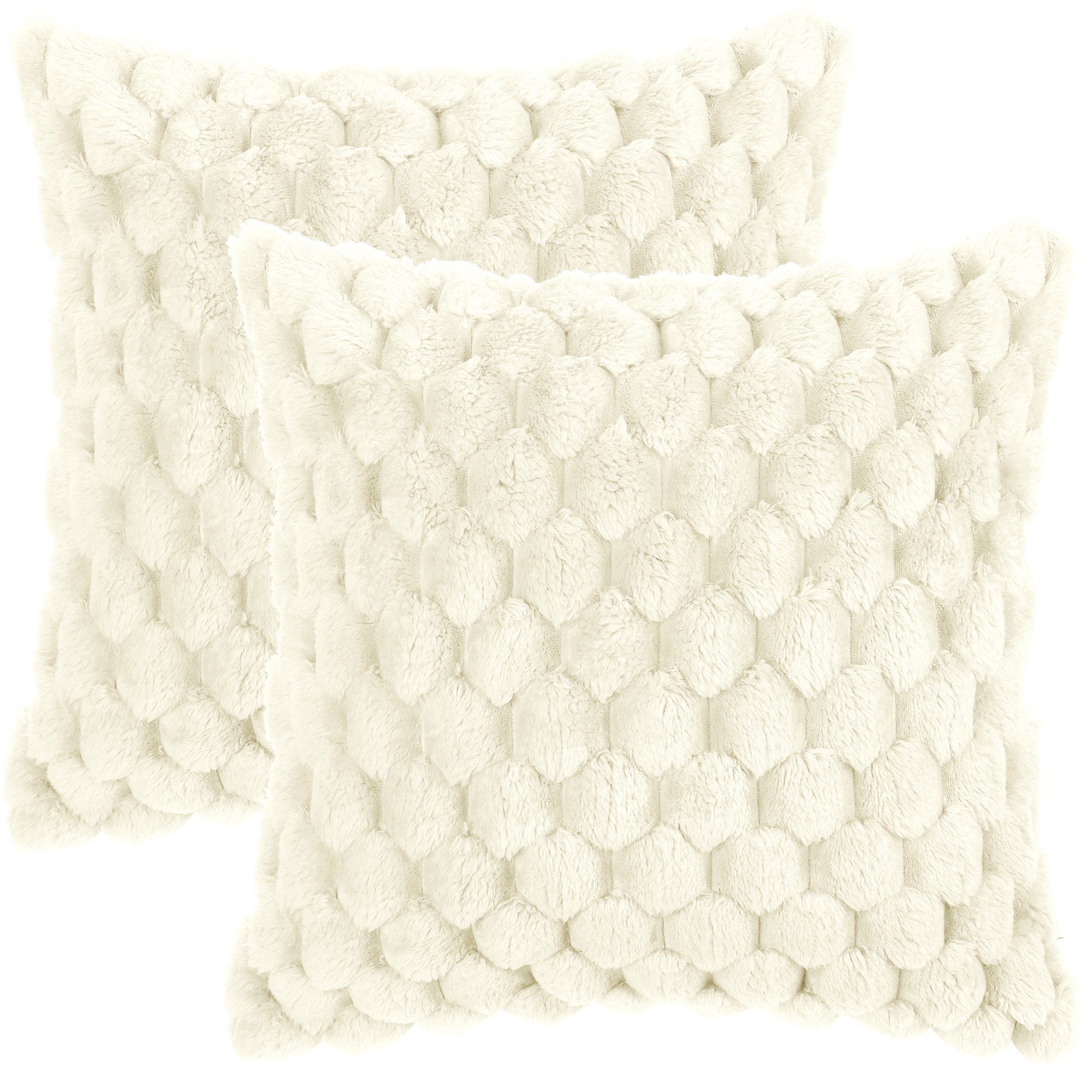 Unique Bargains 2pcs Throw Pillow Covers Faux Fur Decorative Throw Pillow Covers Fuzzy Plush Cushion Covers Luxury Pillowcase for Sofa Couch Bed Livingroom 20 x 20 Inch White