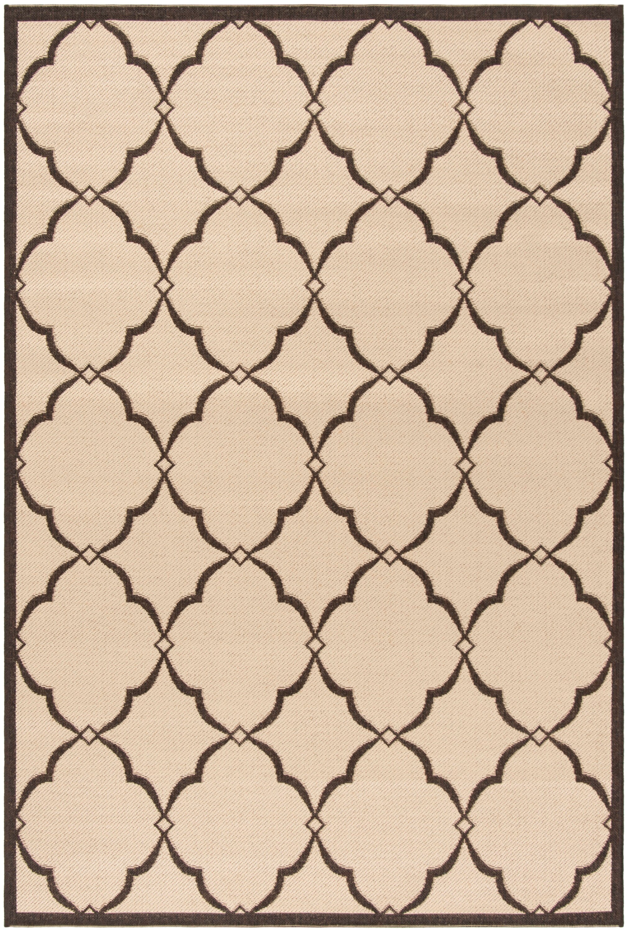 Safavieh LND125U-5 Linden Arabesque 5 x 8 (ft) Loomed Polypropylene Creme/Brown Rectangular Indoor Trellis Bohemian/Eclectic Area rug