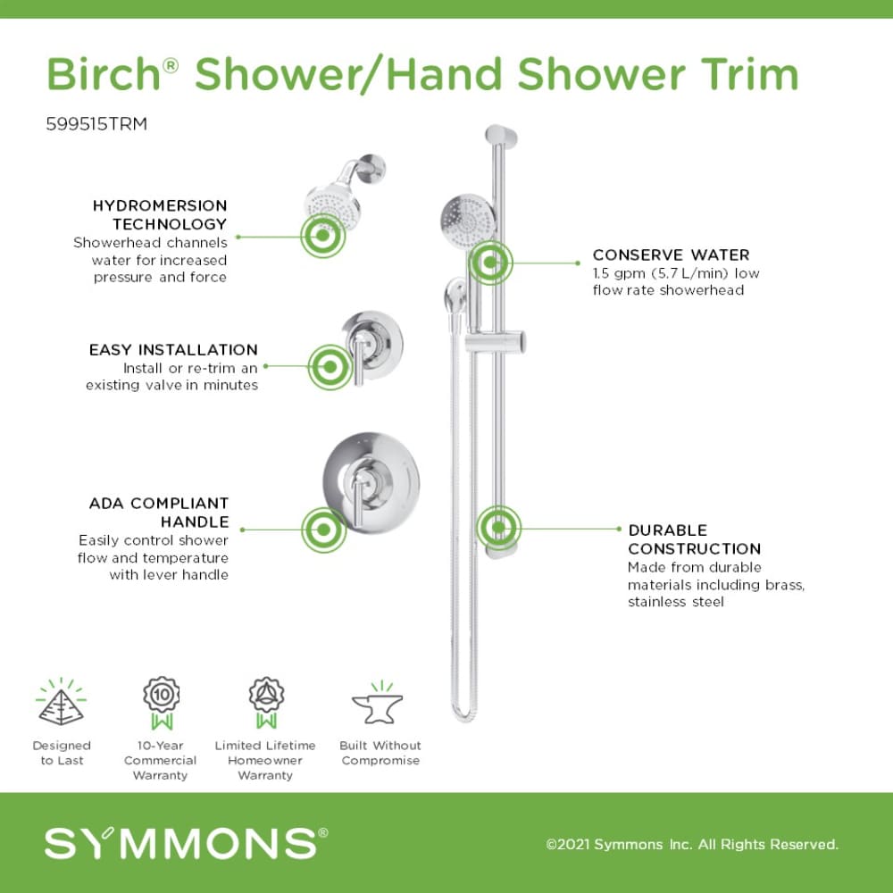 Symmons 599515TRM Showerhead-Bar-Panels - View #3