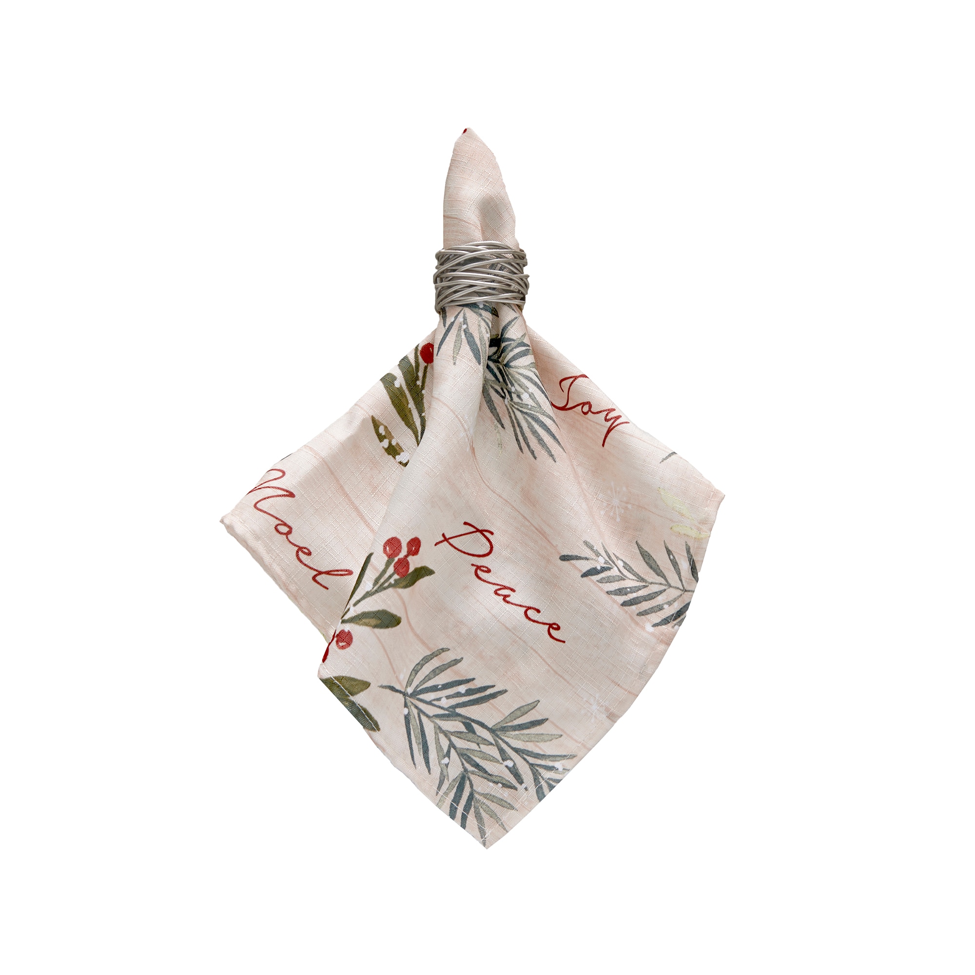 Holiday Tree Trimmings Red and Green Polyester Napkins Set