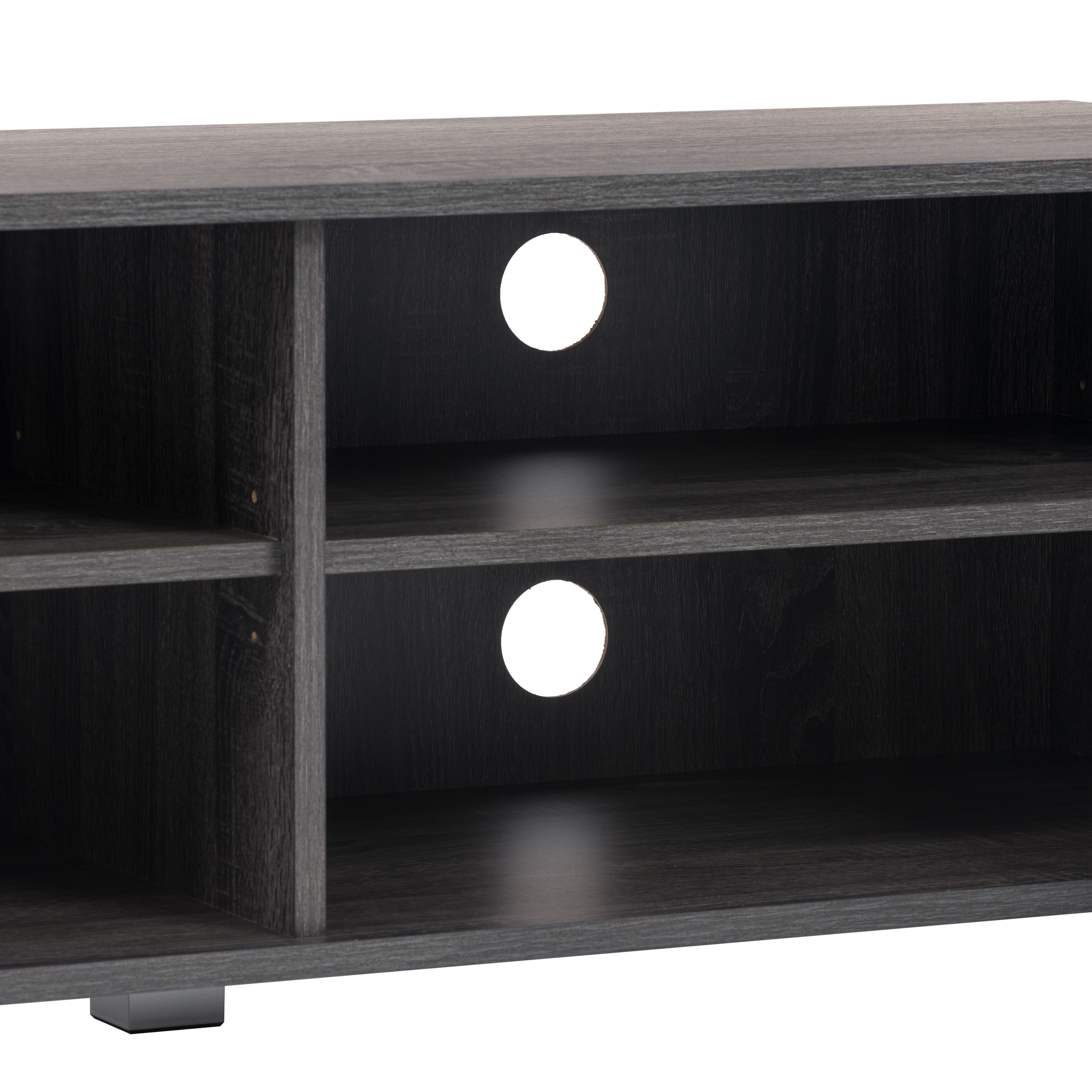 Dark Gray Wood Grain TV Stand with Cabinets for TVs up to 85"