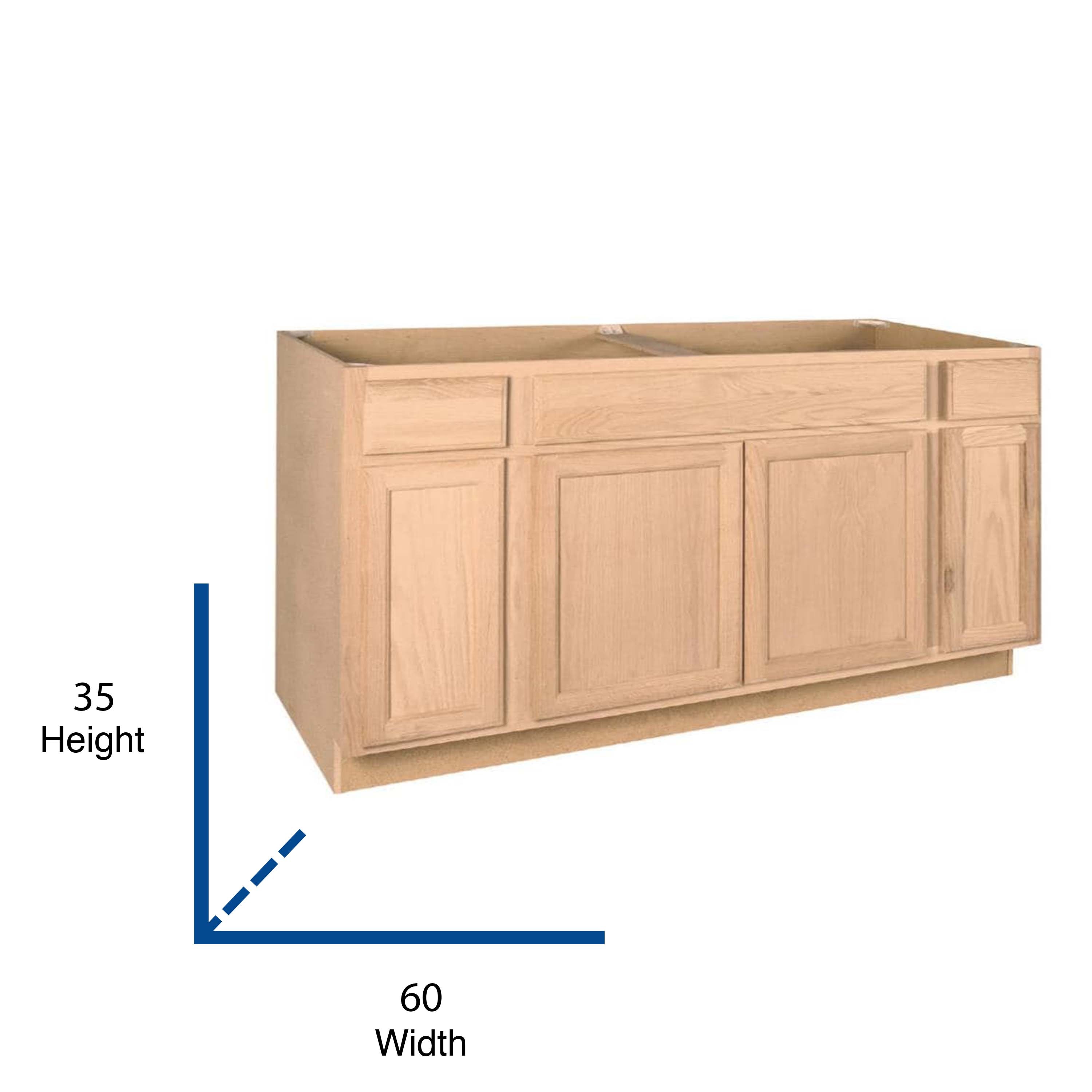 Project Source 20 in W x 20 in H x 20.20 in D Natural Unfinished Oak Sink  Base Fully Assembled Stock Cabinet