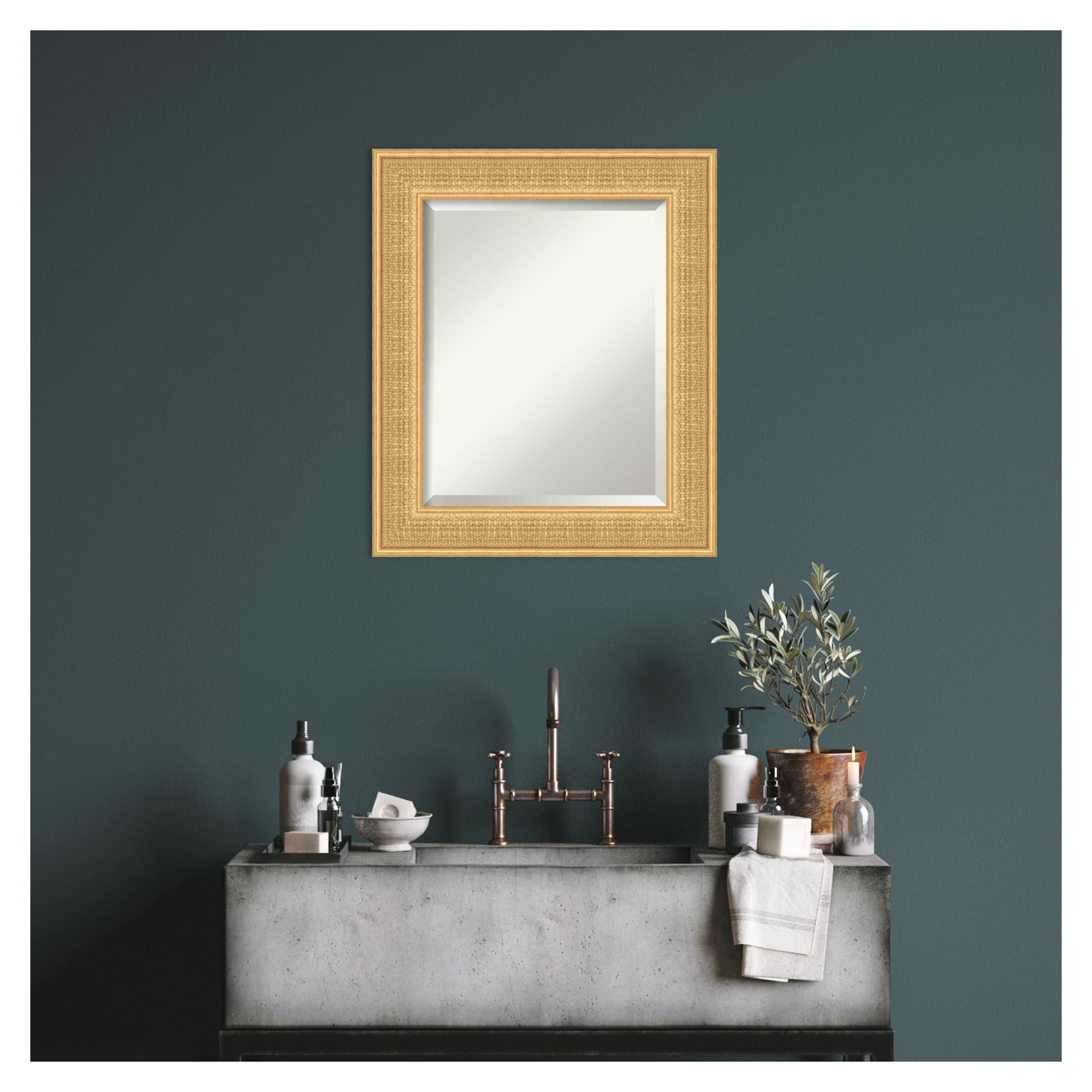 Trellis Gold 21.75" x 25.75" Wood Framed Vanity Mirror