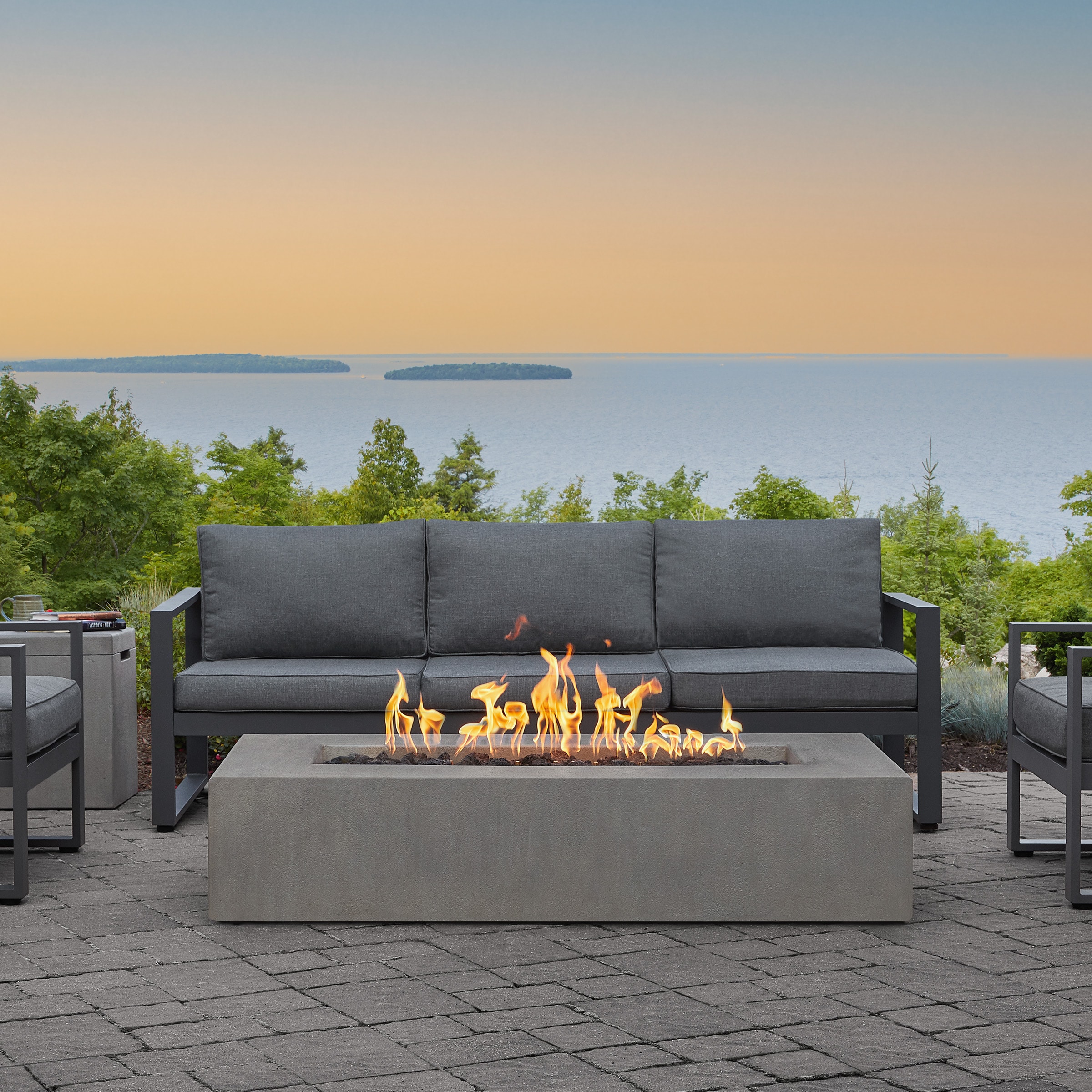 Jensen Co. 143LP-FLNT 60-in W Flint Portable Glass fiber reinforced concrete Rectangle Liquid propane Fire pit table