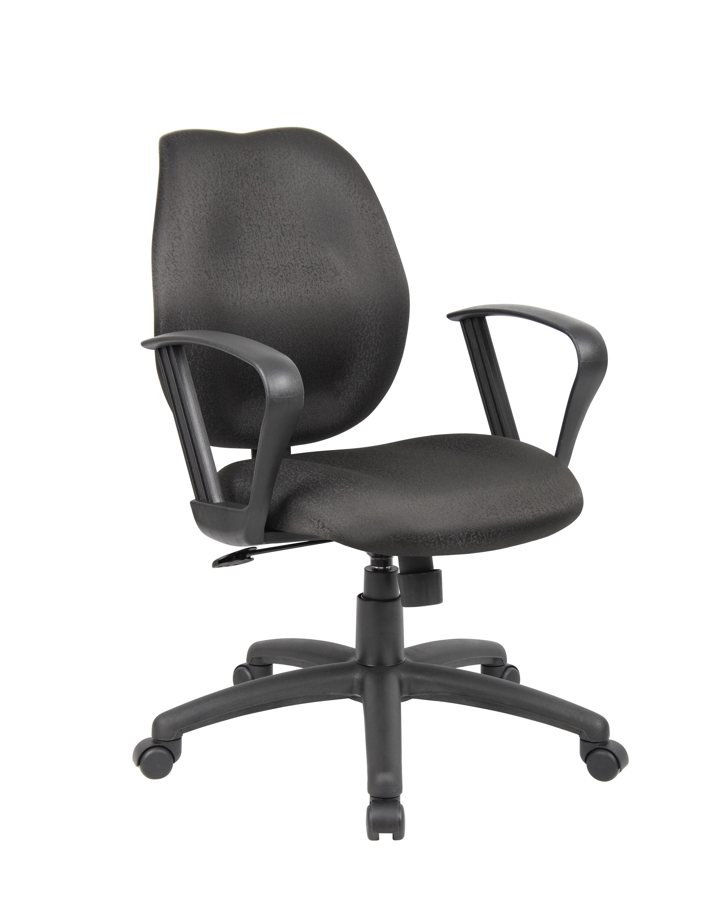 ErgoComfort Mid-Back Black Fabric Task Chair with Fixed Arms