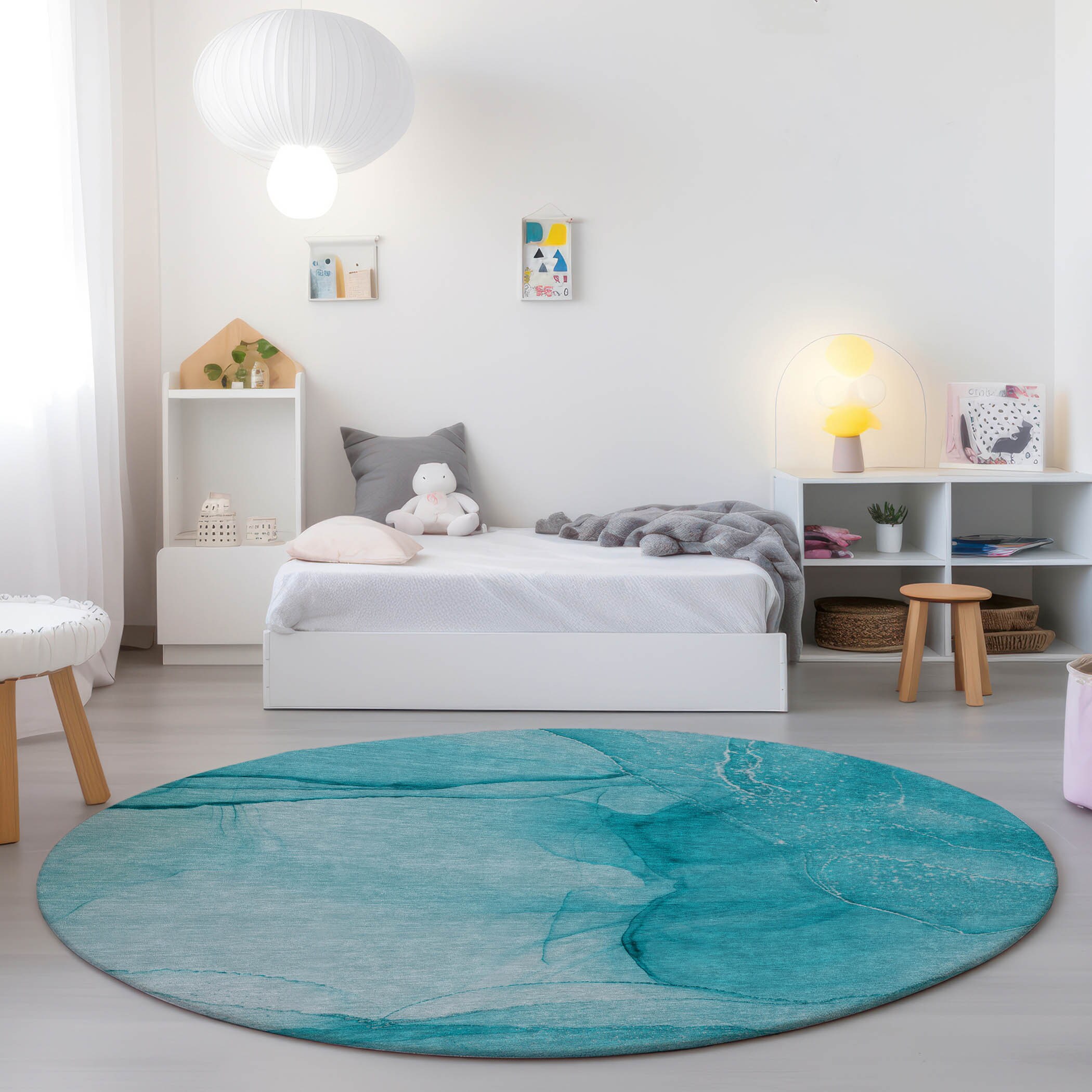 Addison Rugs ACN507TE8RO Chantille ACN507TE 8 x 8 (ft) Polyester Teal Round Indoor/Outdoor Abstract Machine washable Area rug
