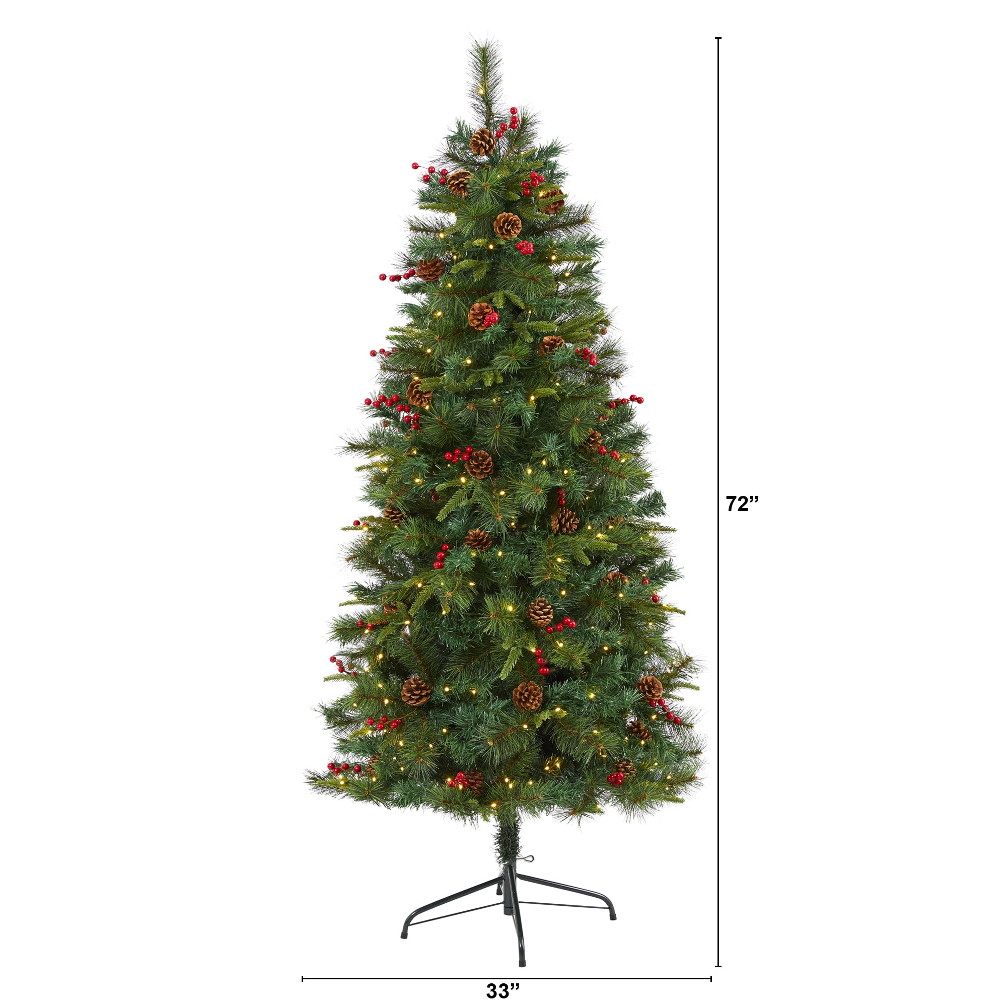 Nearly Natural 6-ft Pine Pre-lit Artificial Christmas Tree with LED ...