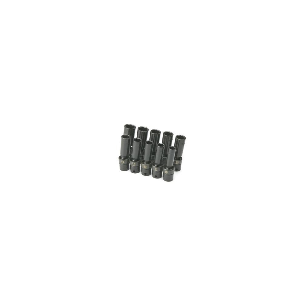 SK Professional Tools MDCO19246 SK Hand Tool 33375 10 Pc.0.38 in. Drive 6-Point Deep Swivel Metric Impact Socket Set