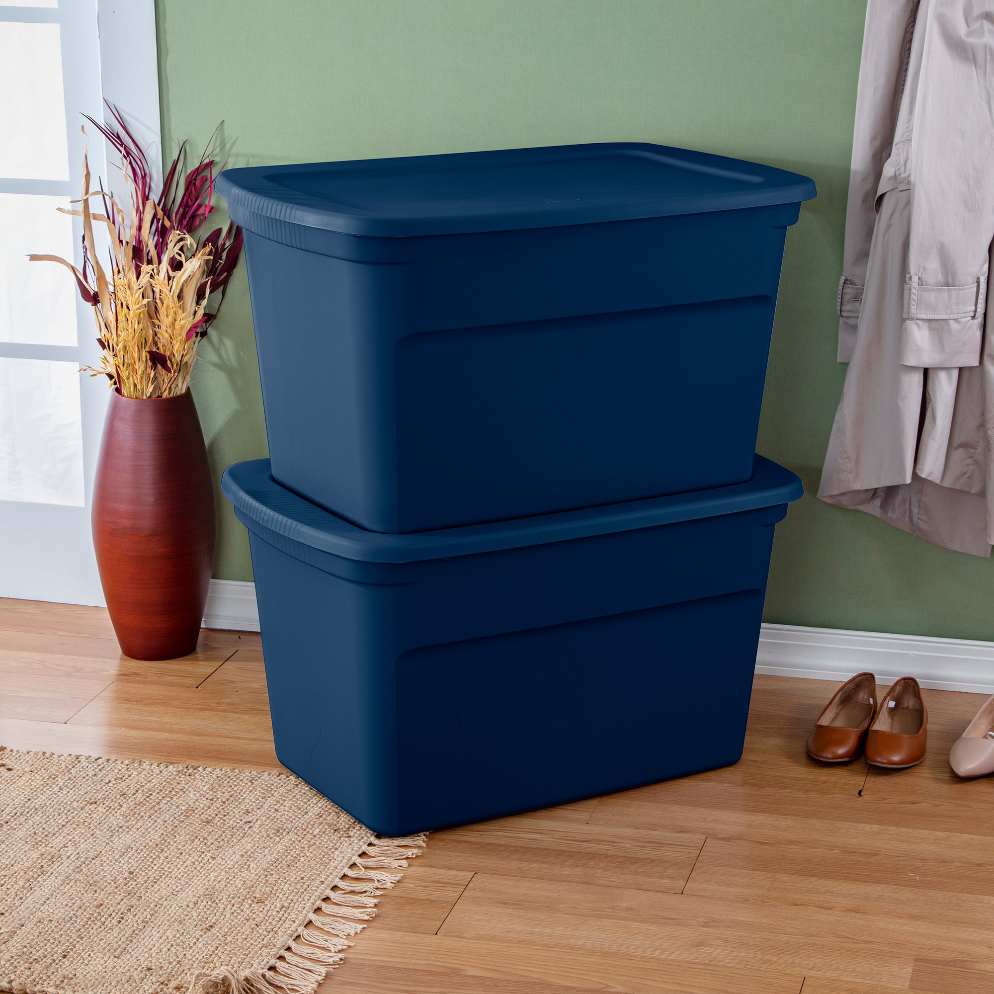 4 Pack Plastic Storage Containers Box 30 Gal Stackable Organizer