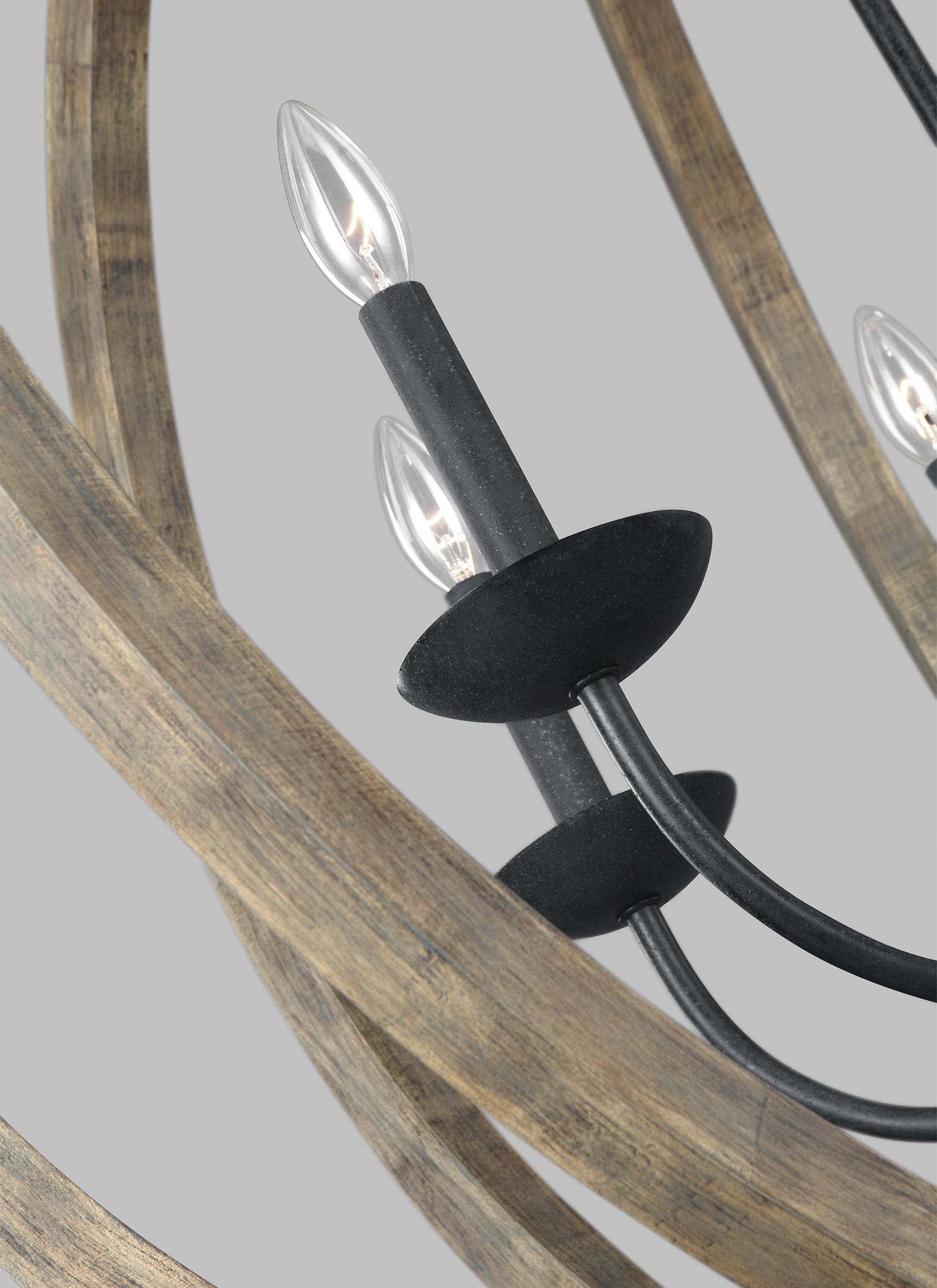 Allier 6-Light Weathered Oak Wood & Antique Iron Chandelier