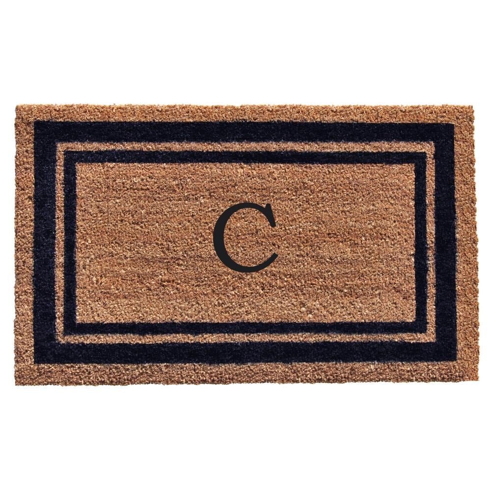 Callowaymills 153001830C 18-in x 30-in Natural/Dark Blue Coir/Vinyl Non-Slip Grip Indoor or outdoor Decorative Door Mat