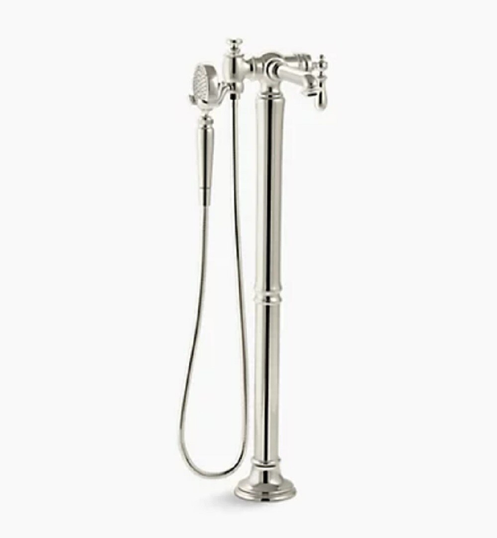 Polished Nickel Freestanding Tub Faucet with Hand Shower