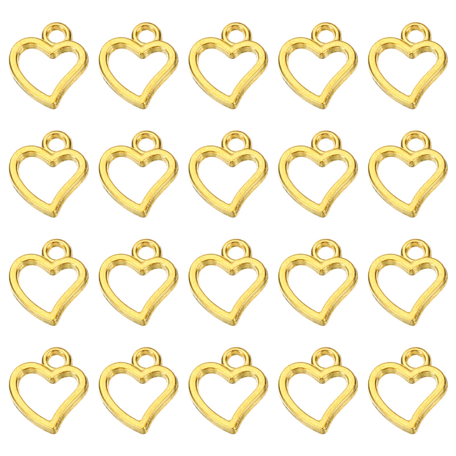 PATIKIL - 50pcs Heart Charm Mini Heart Circle Pendant Charm Bulk Metal Designer for Jewelry Makin...