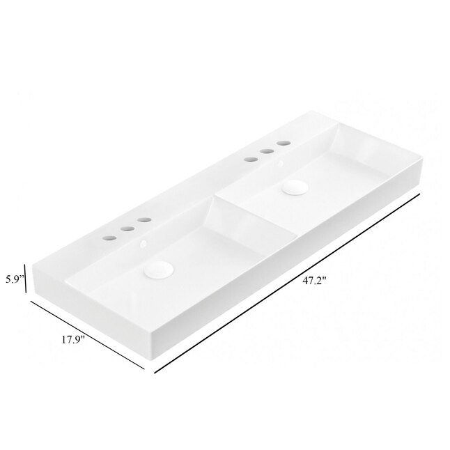 WS Bath Collections Energy Glossy White Ceramic Wall-mount Rectangular ...
