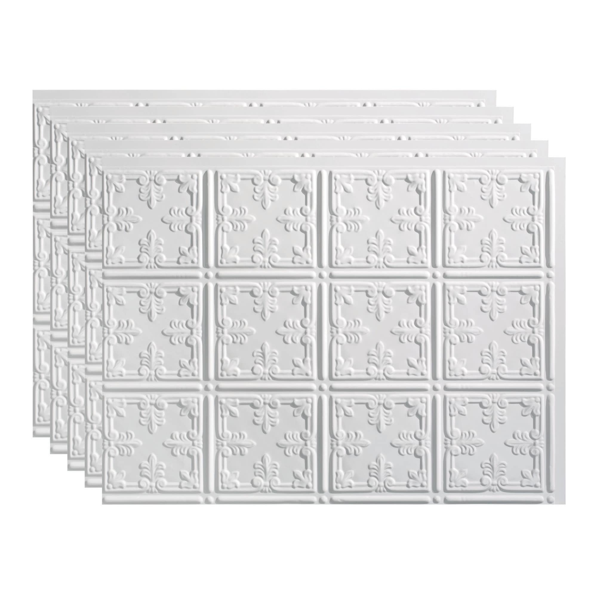 Fasade PB5700 Traditional 10 18.25-in x 24.25-in Vinyl Gloss White Backsplash Panels 5.0 -Pack