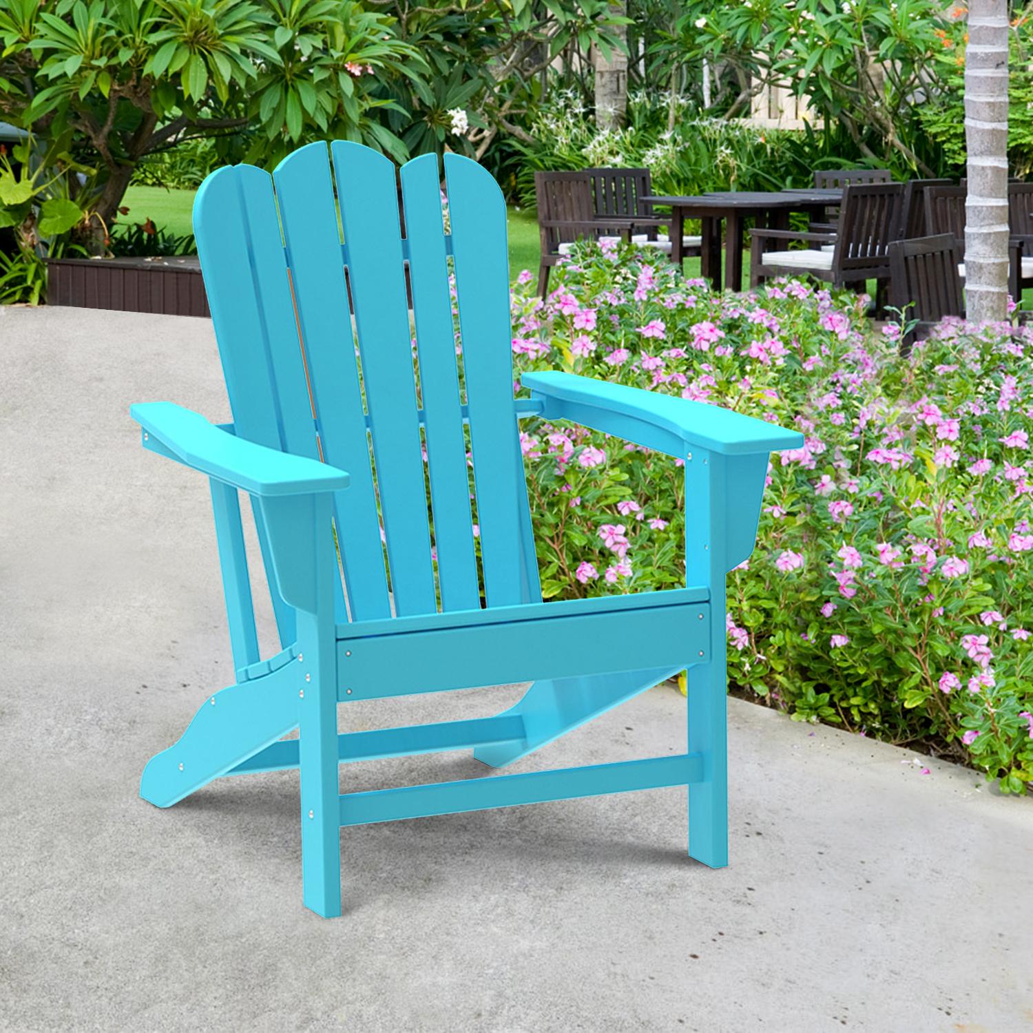 Bayfeve Patio Chairs Blue Hdpe Frame Stationary Adirondack Chair with ...