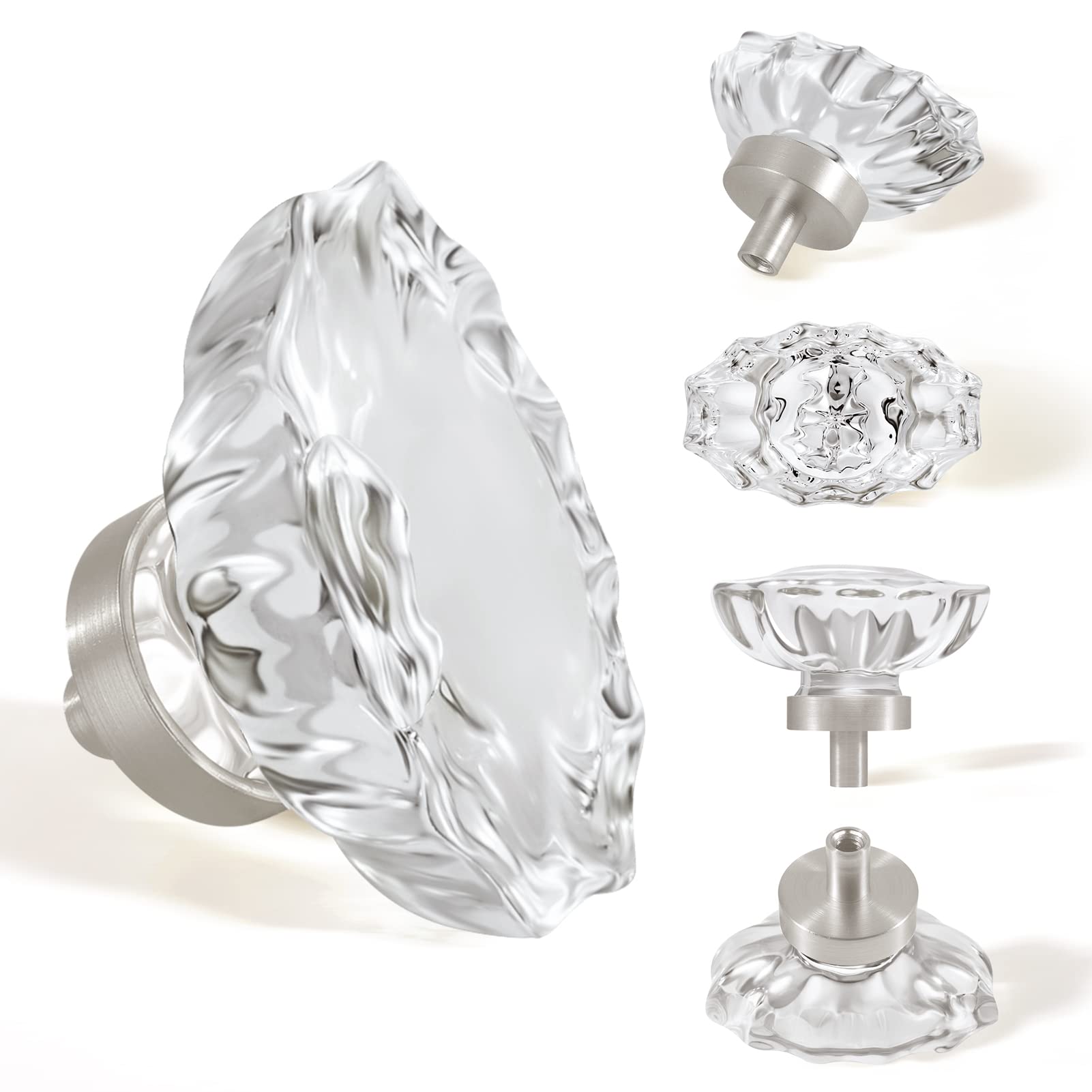 LILILIAN FMY  Brushed Nickel Crystal Cabinet Knobs Oval Shape Set of 8 for Dresser Drawers and Cabinets durable home and garden