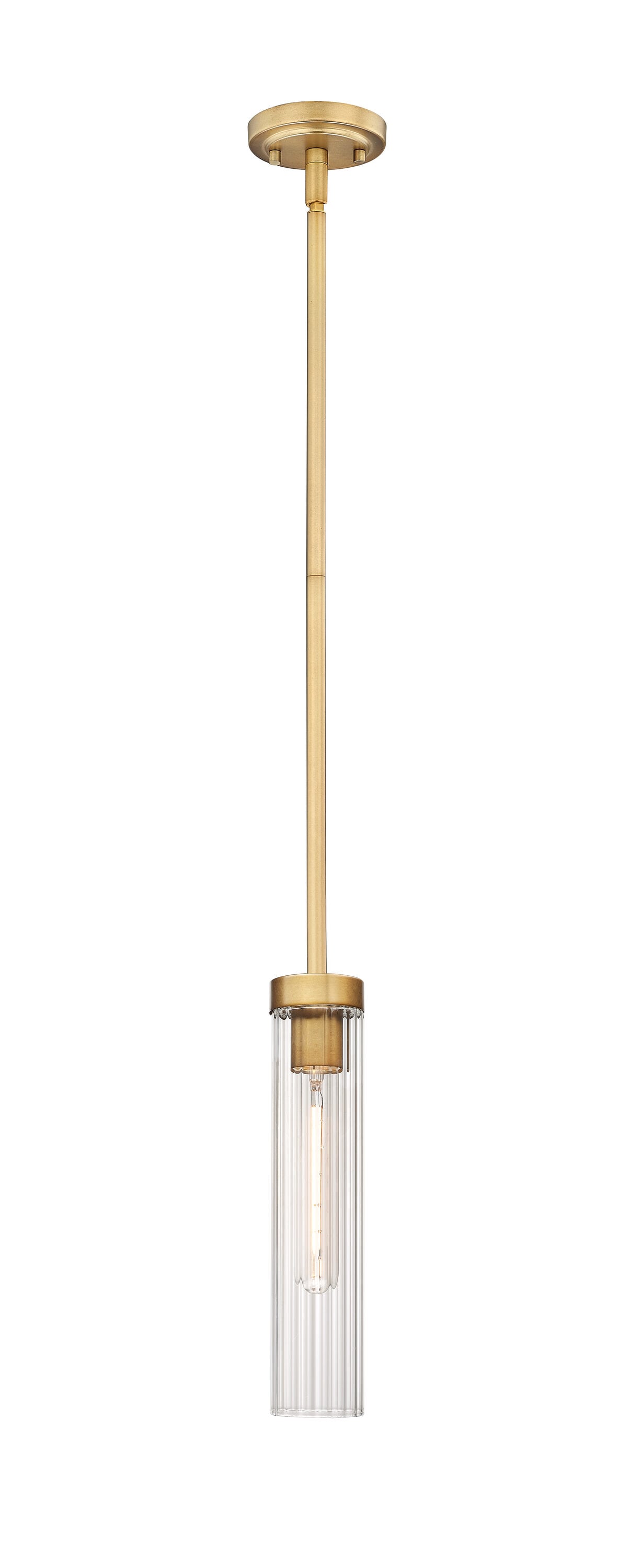 Beau Rubbed Brass and Clear Glass LED Pendant Light