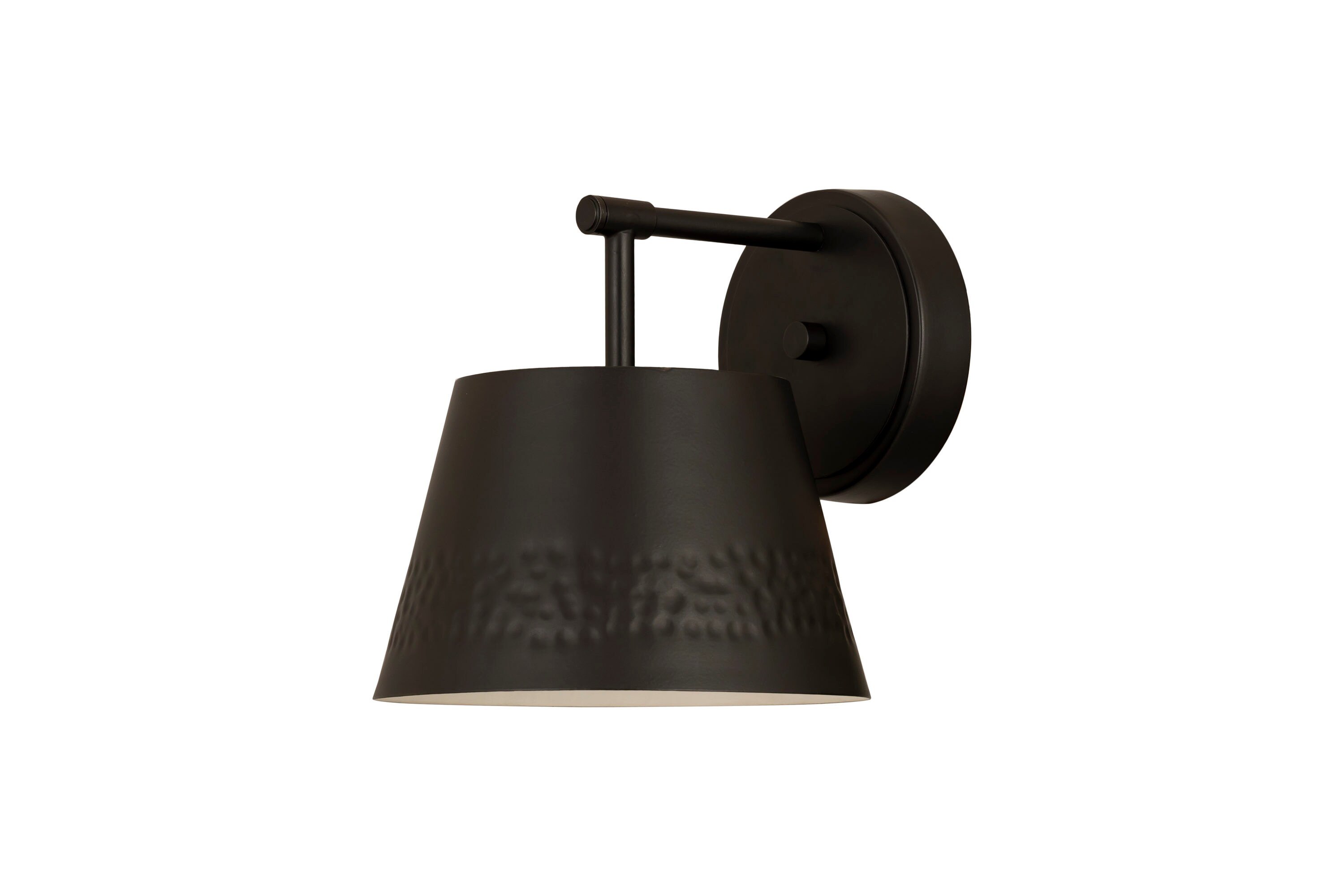 Maddox Matte Black Dimmable Wall Sconce with Hammered Detail