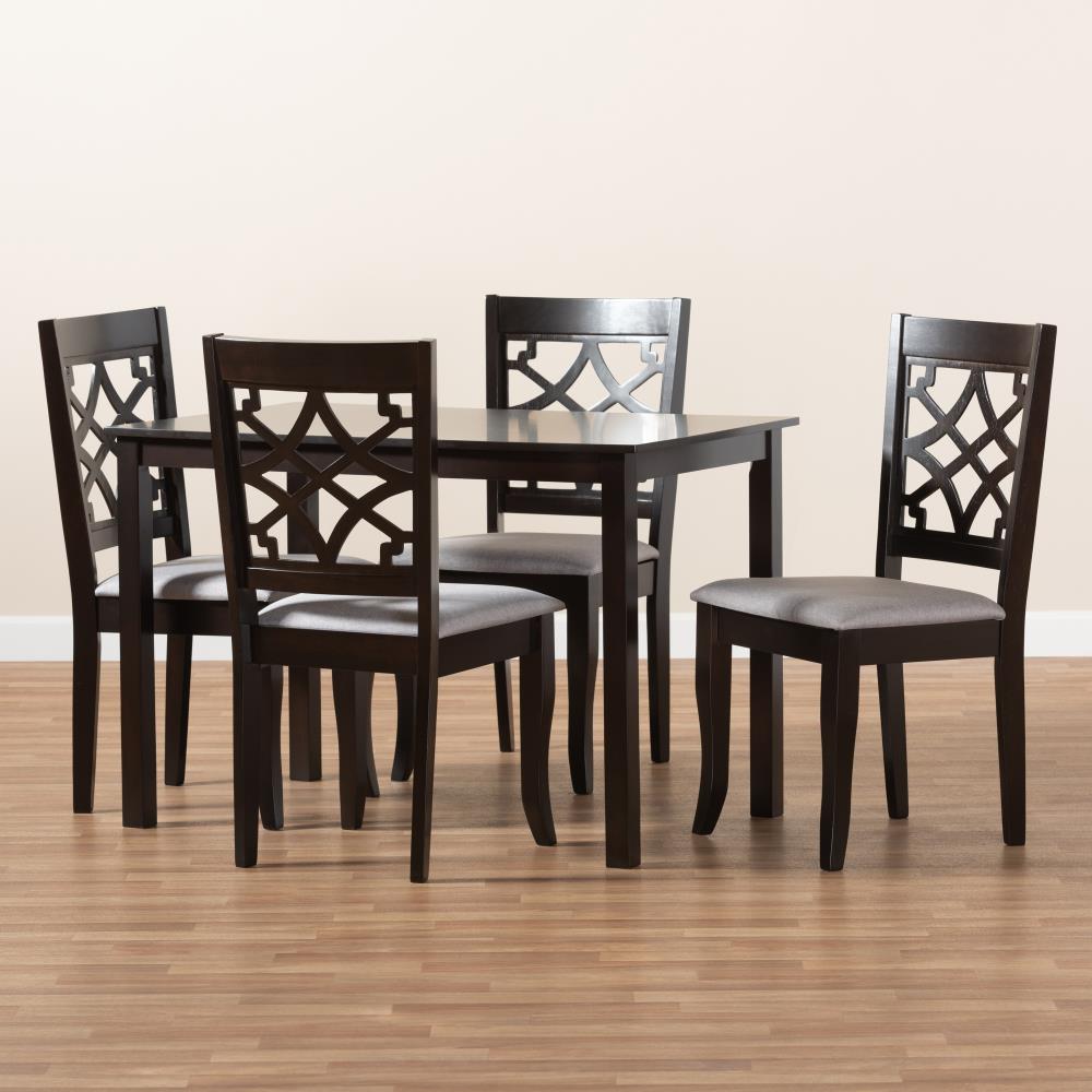 Mael Espresso Brown and Grey 5-Piece Oak Dining Set