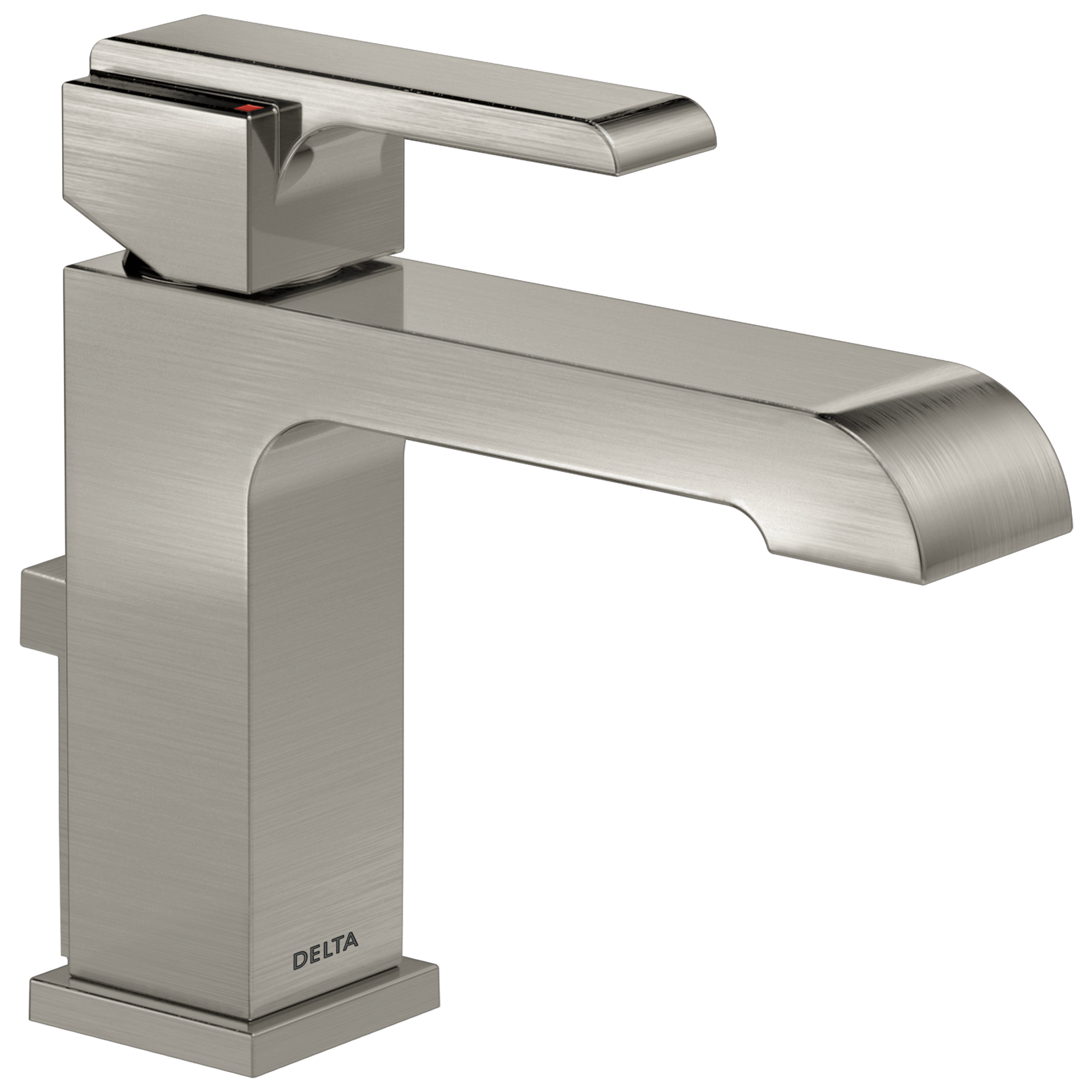 Delta 567LF-SSMPU Ara Stainless 4-in centerset 1-handle WaterSense Mid-arc Residential Handle Bathroom Sink Faucet with Drain with Deck Plate