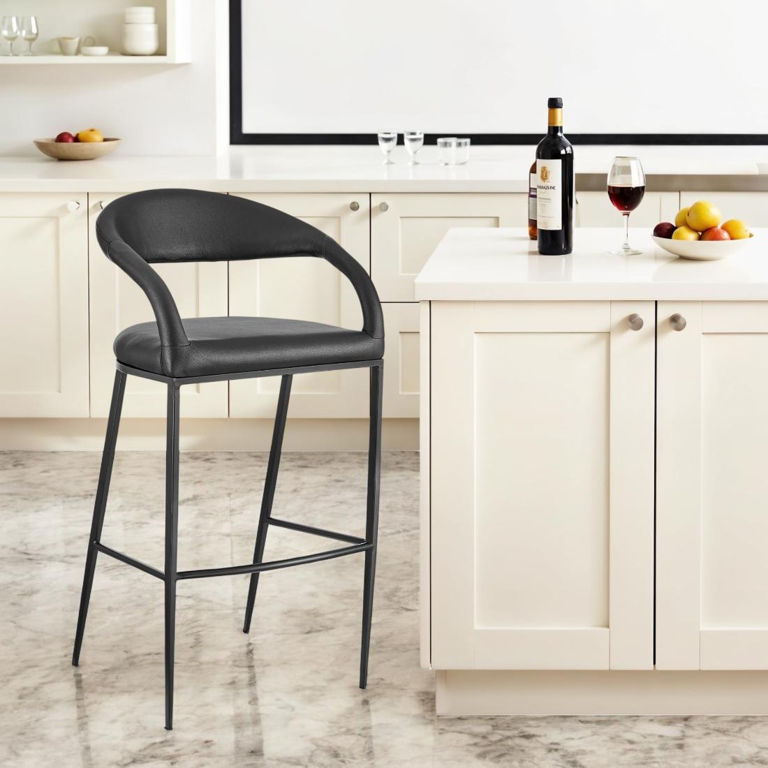 HomeRoots Black 1-in H Bar height Metal Bar Stool