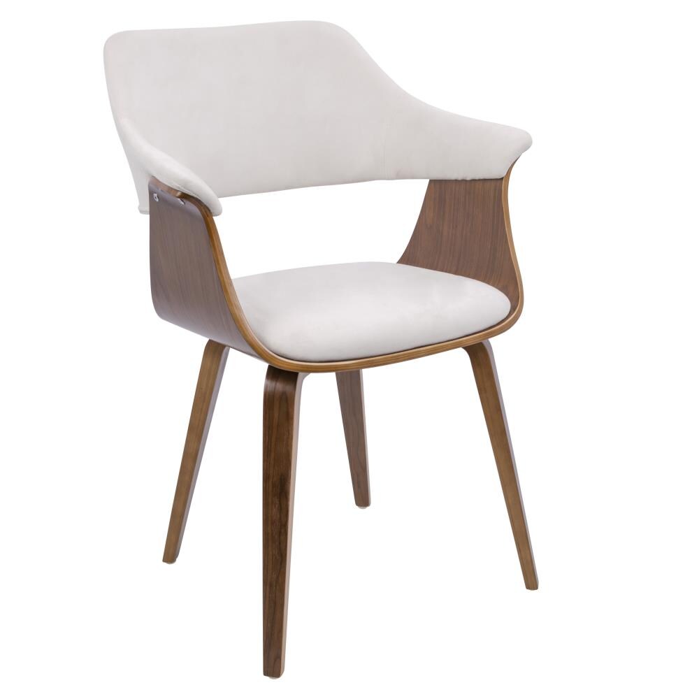 LumiSource CH-LUCCI WL+CR Lucci Midcentury Walnut, Cream Velvet Accent Chair