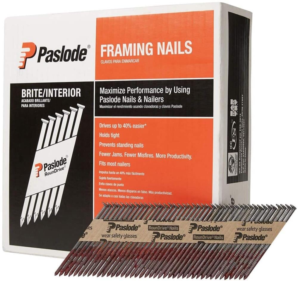 Paslode 650836 3-in x 0.12-in 30 -Degree 10d Bright Smooth Shank Collated Framing nails ( 2500 -Per Box )
