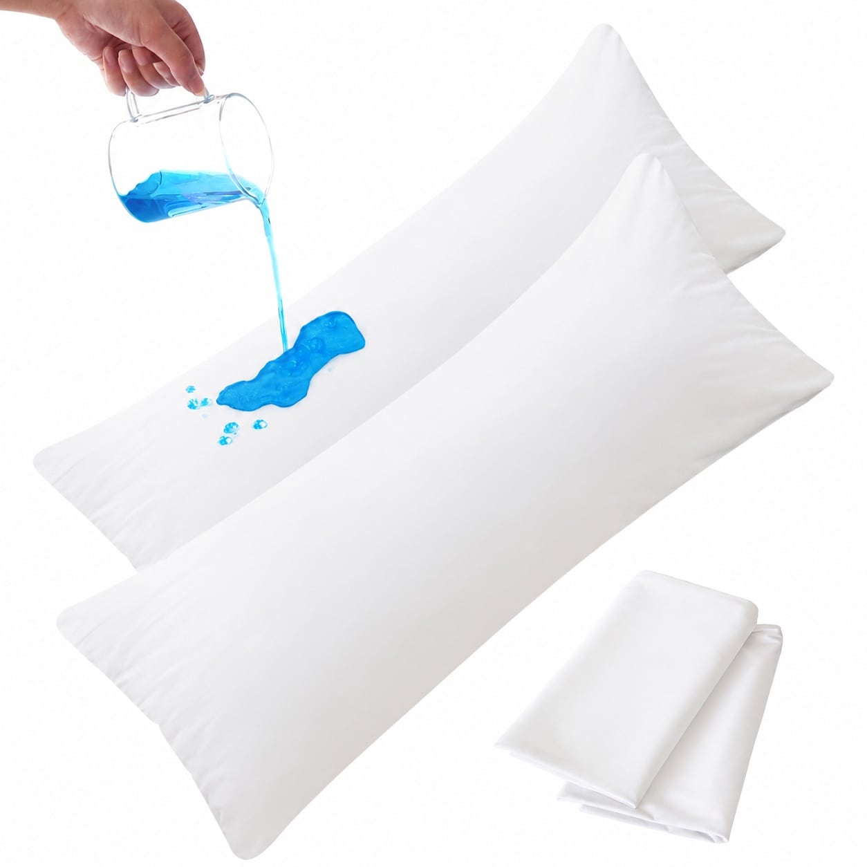 CYIKE  Waterproof Body Pillow Protector 2 Pack Zippered Body Pillow Covers 21 by 55 Inches White Pillowcase Encasement Machine Washable