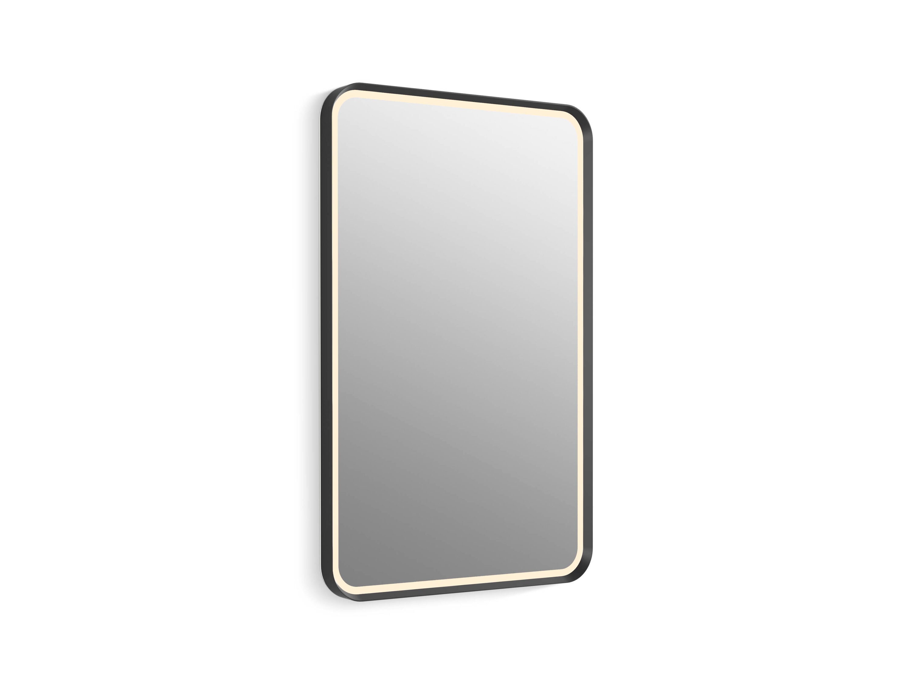 KOHLER 38023-DLM-BLL Essential Ultrabright 22-in x 34-in Framed Rectangle LED Lighted Fog Free Bathroom Vanity Mirror ( Matte Black )