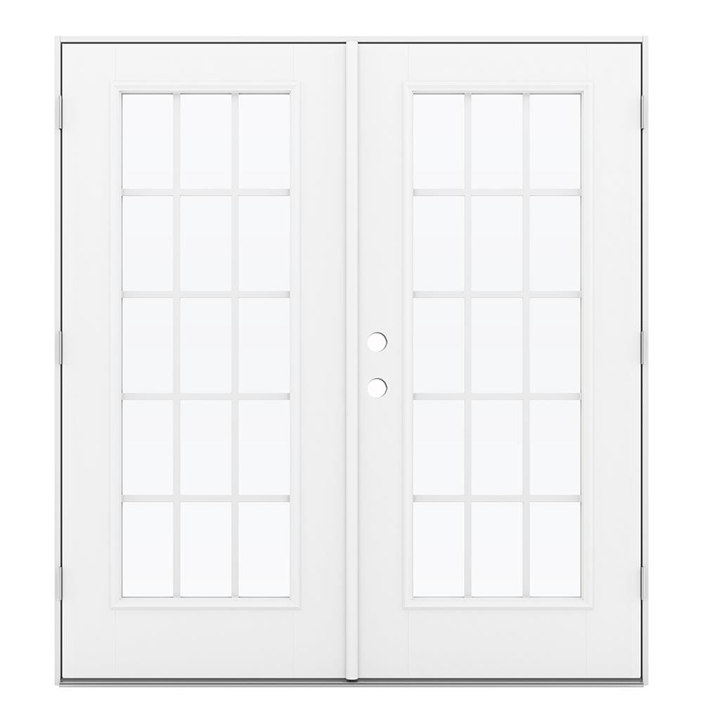 JELD-WEN 72-in x 80-in Low-e External Grilles Primed Steel French